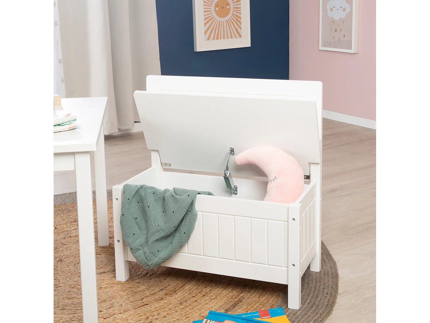 Roba White Kids Opbergbank met Landhaus-stijl ontwerp