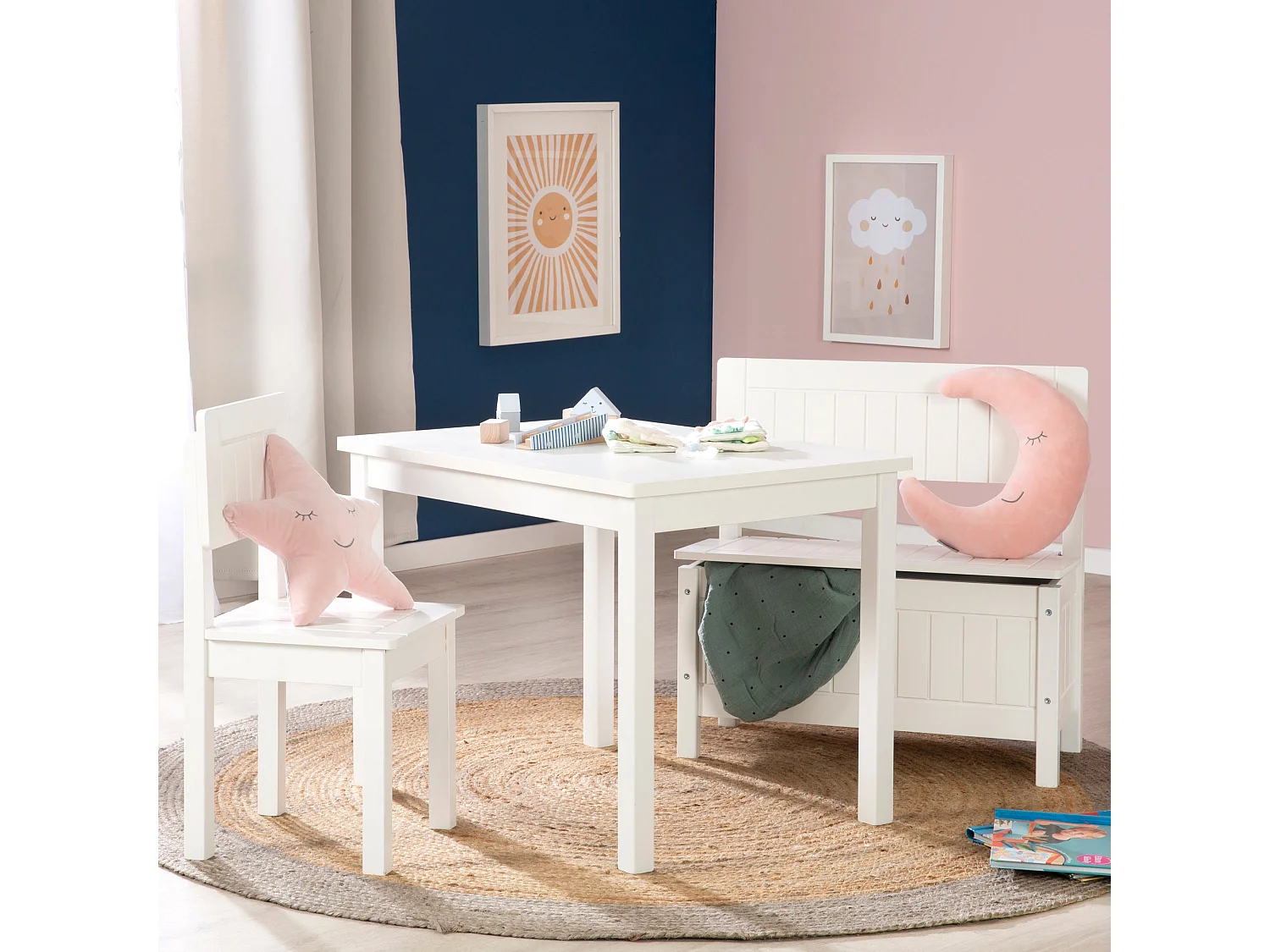 Roba White Kids Opbergbank met Landhaus-stijl ontwerp