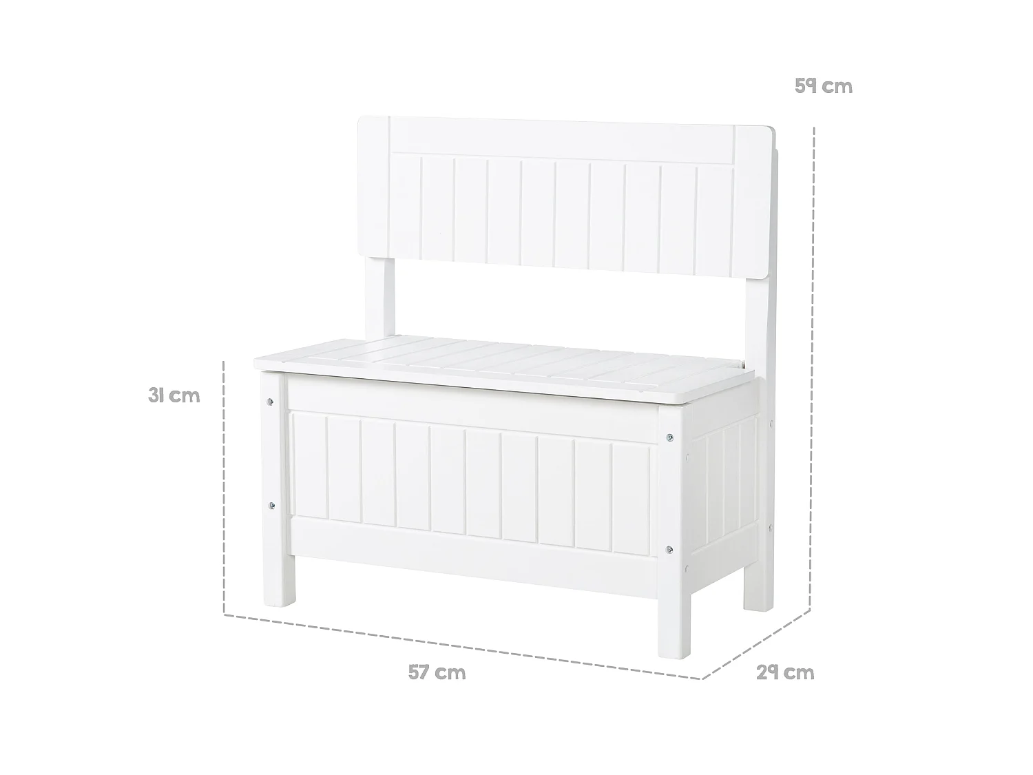 Roba White Kids Opbergbank met Landhaus-stijl ontwerp