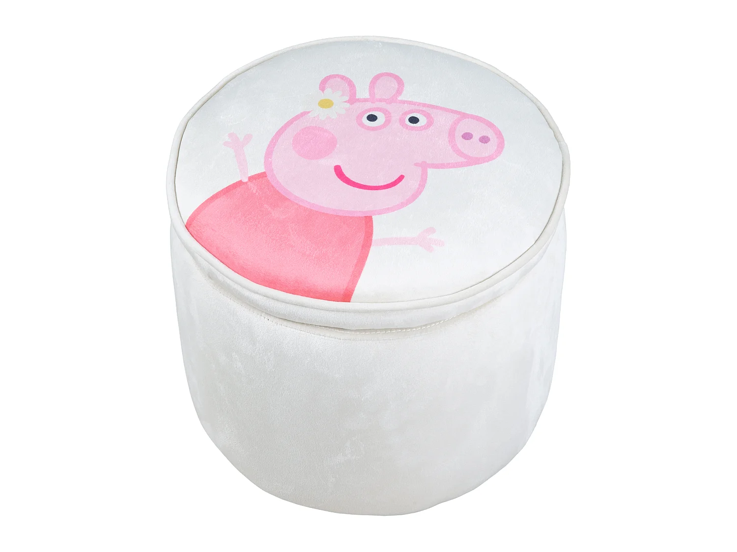 Kinderen Ronde Peppa Pig Gestoffeerde Kruk - Beige Fluweel - Veilige & Comfortabele Zitplaatsen voor Kinderen