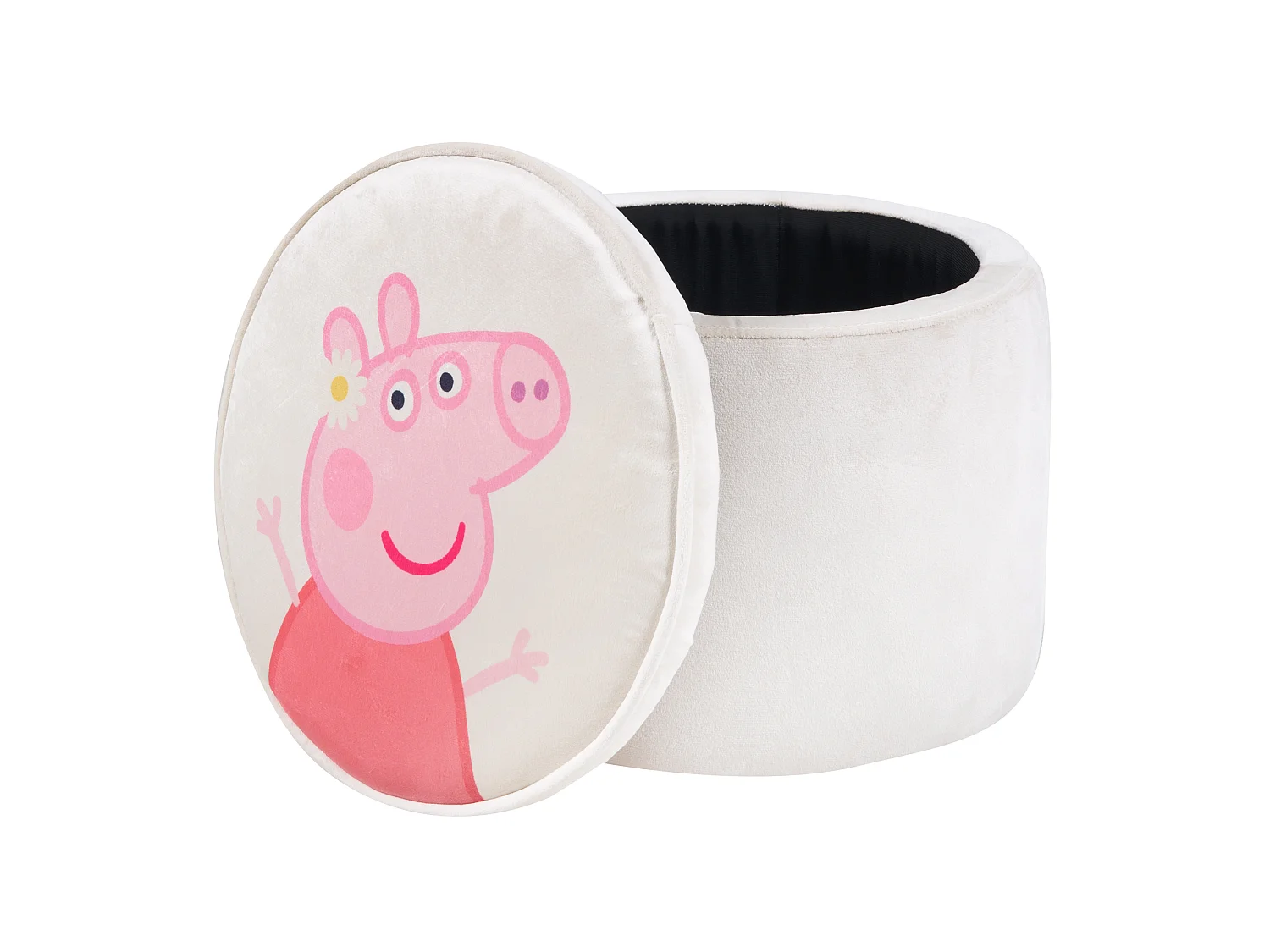 Kinderen Ronde Peppa Pig Gestoffeerde Kruk - Beige Fluweel - Veilige & Comfortabele Zitplaatsen voor Kinderen