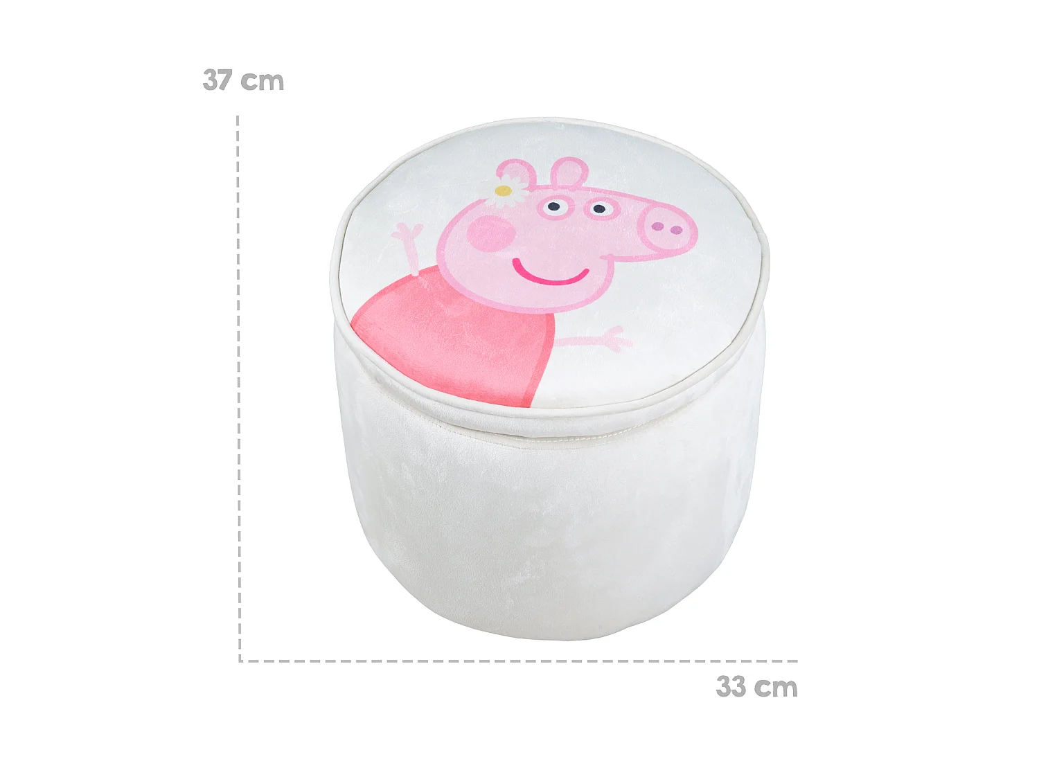 Kinderen Ronde Peppa Pig Gestoffeerde Kruk - Beige Fluweel - Veilige & Comfortabele Zitplaatsen voor Kinderen
