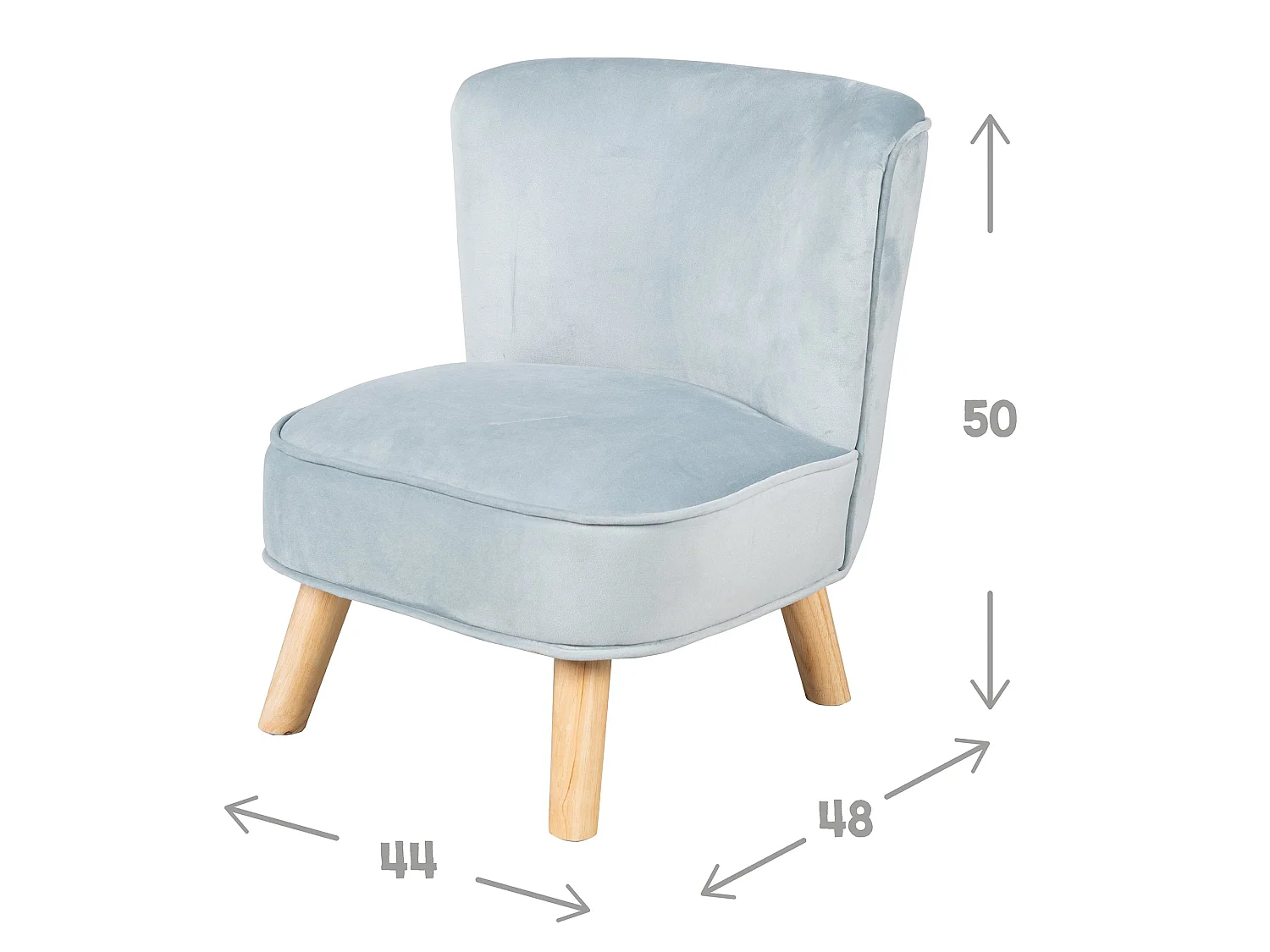 Ensemble Roba Lil Sofa - Chaise Enfant, Tabouret & Ensemble Coussin - Look Rétro, Tissu Velours, Bleu Ciel