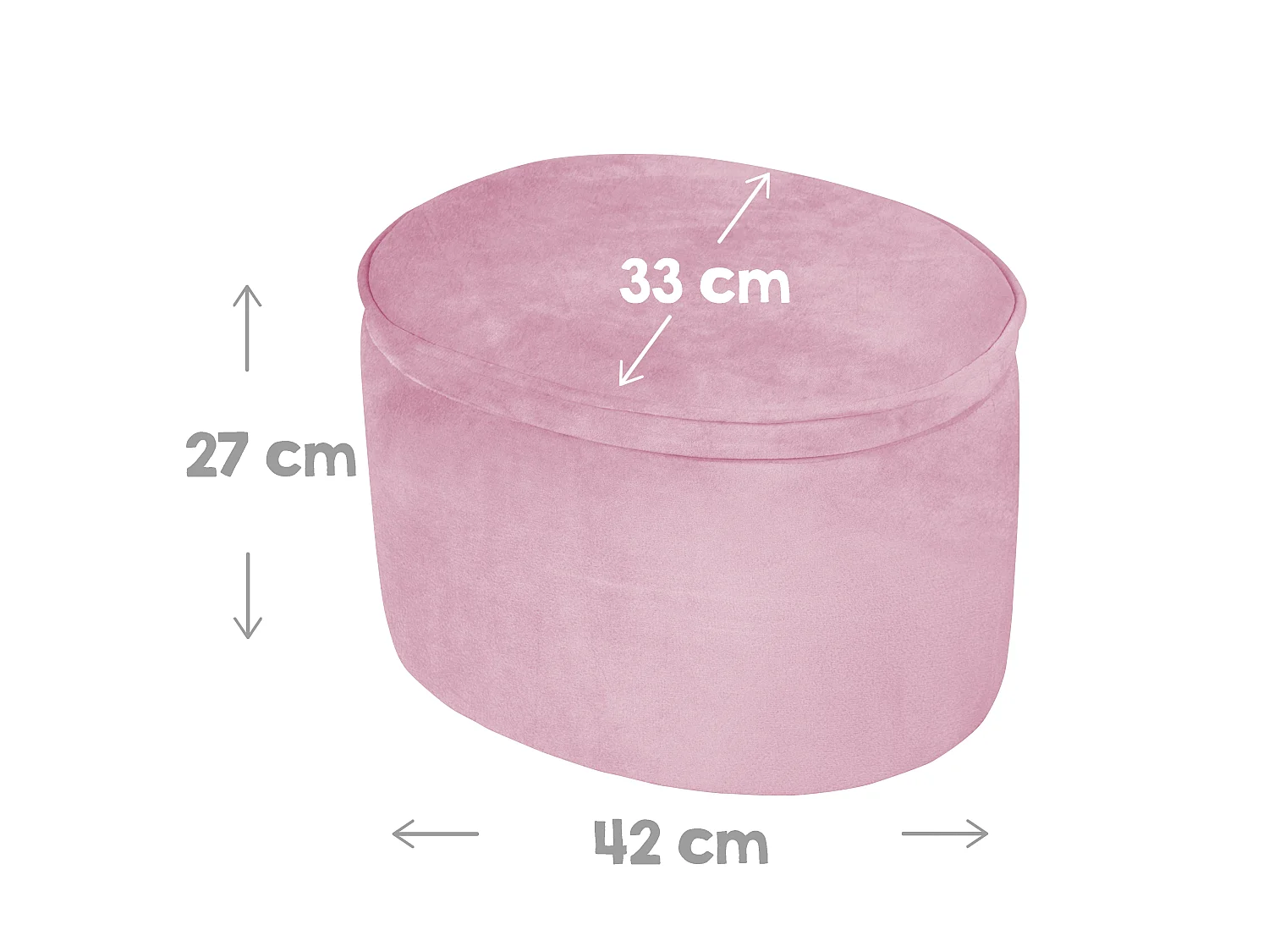 Banqueta Infantil Oval com Armazenamento - Estofamento de Veludo - Cor Malva - Coleção Lil Sofa