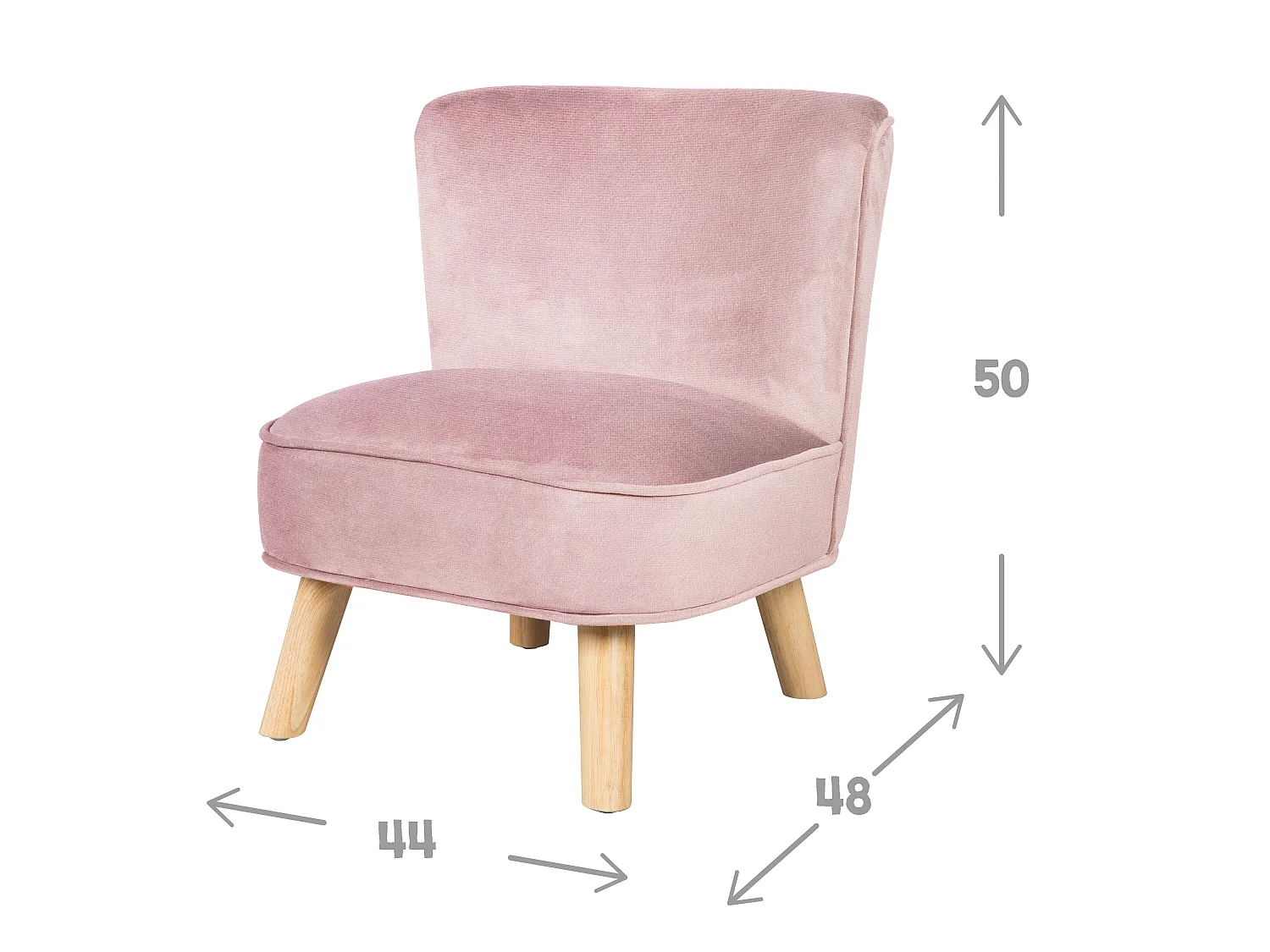 Ensemble Roba Lil Sofa - Chaise Enfant, Tabouret & Coussin Étoile en Rose/Mauve, Style Rétro, Tissu Velours
