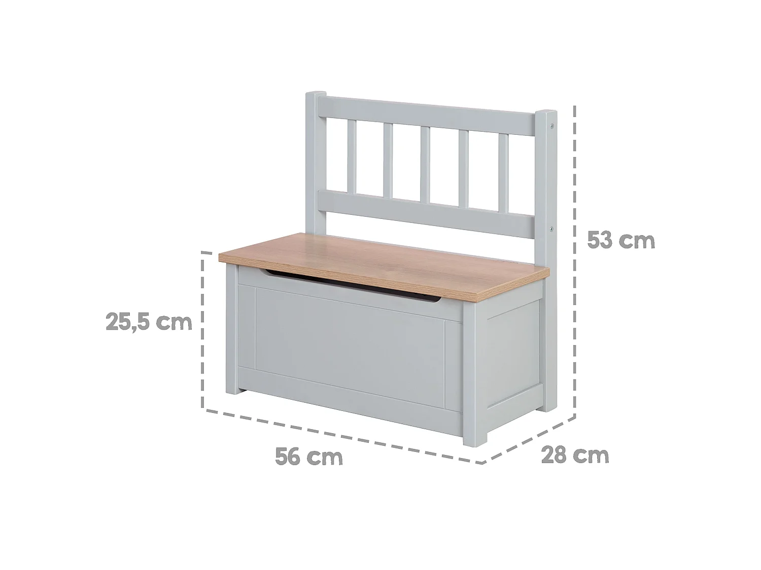 Roba Kindertruhenbank 'Woody' Baúl de Juguete de Madera en Taupe con Almacenamiento para Niños 18M+