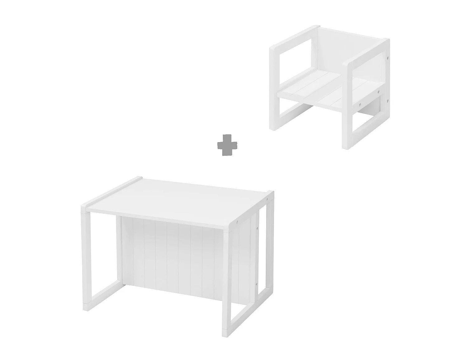 Roba 2-Delige Kinderzitje Set met Transformeerbare Tafel - Wit, 3-in-1 Multifunctioneel, Verstelbare Hoogtes