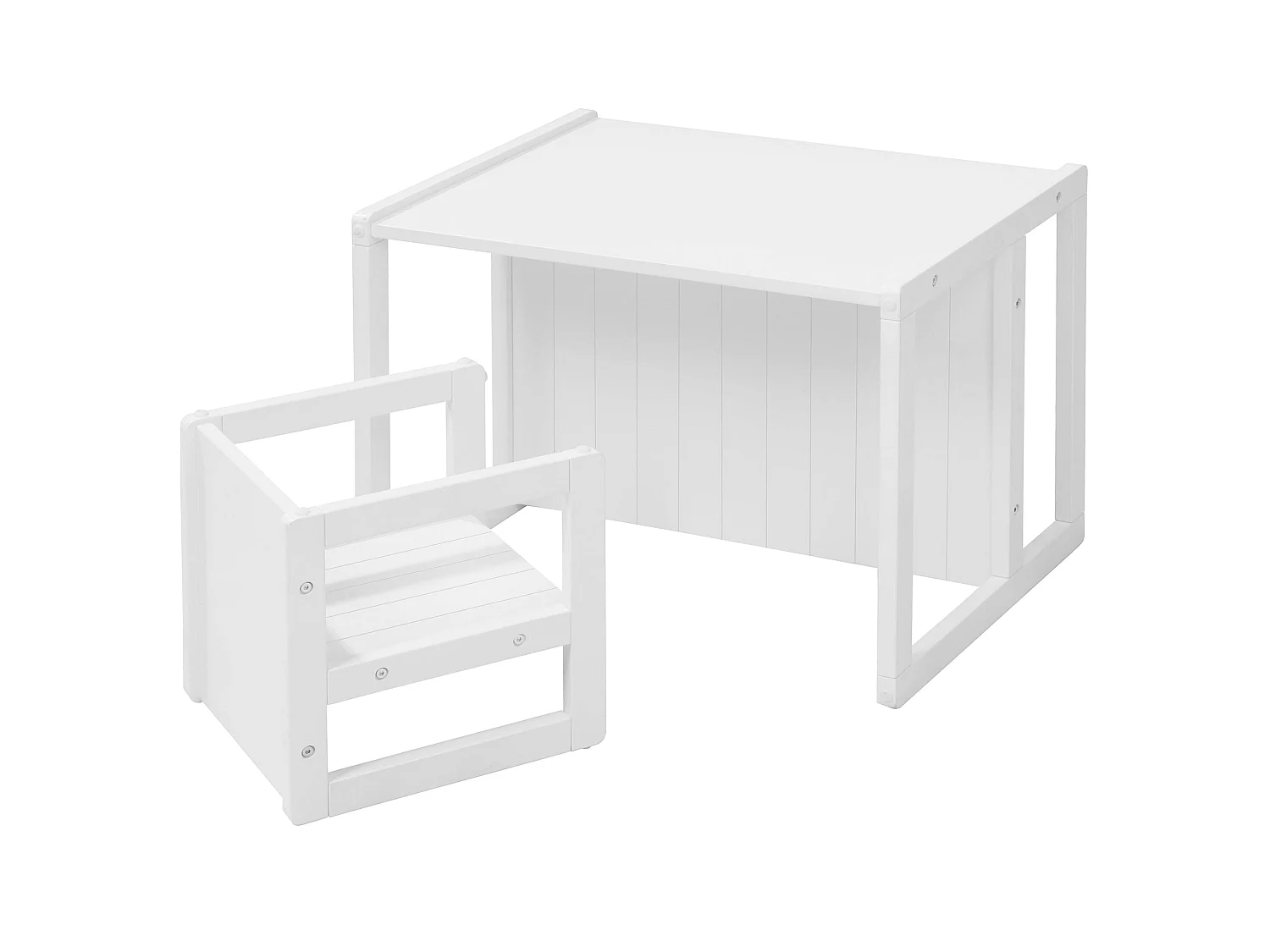Roba 2-Delige Kinderzitje Set met Transformeerbare Tafel - Wit, 3-in-1 Multifunctioneel, Verstelbare Hoogtes