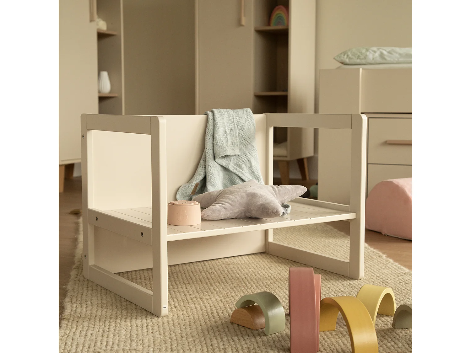 Sitzbank Landhaus Beige für Babys und Kinder