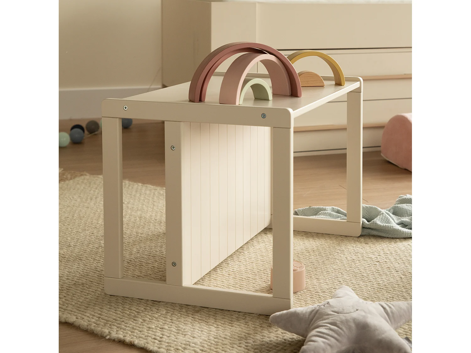 Sitzbank Landhaus Beige für Babys und Kinder