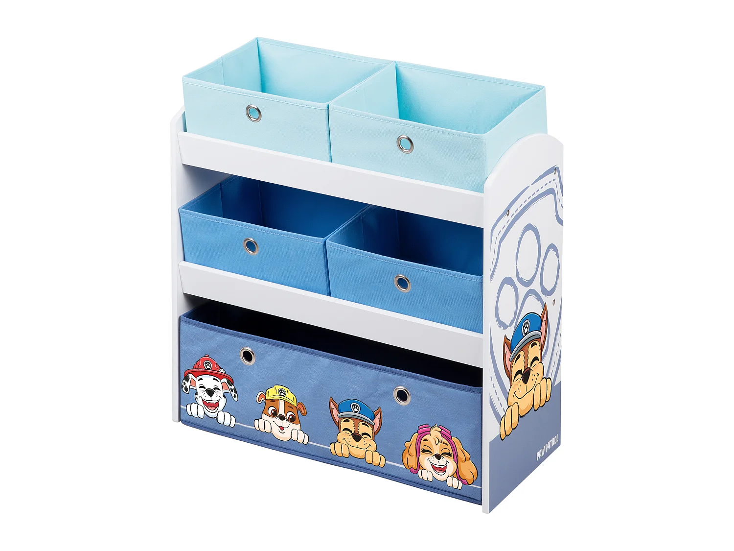 Estantería de almacenamiento de juguetes de madera Roba Paw Patrol con 5 cajas de tela - Muebles para niños
