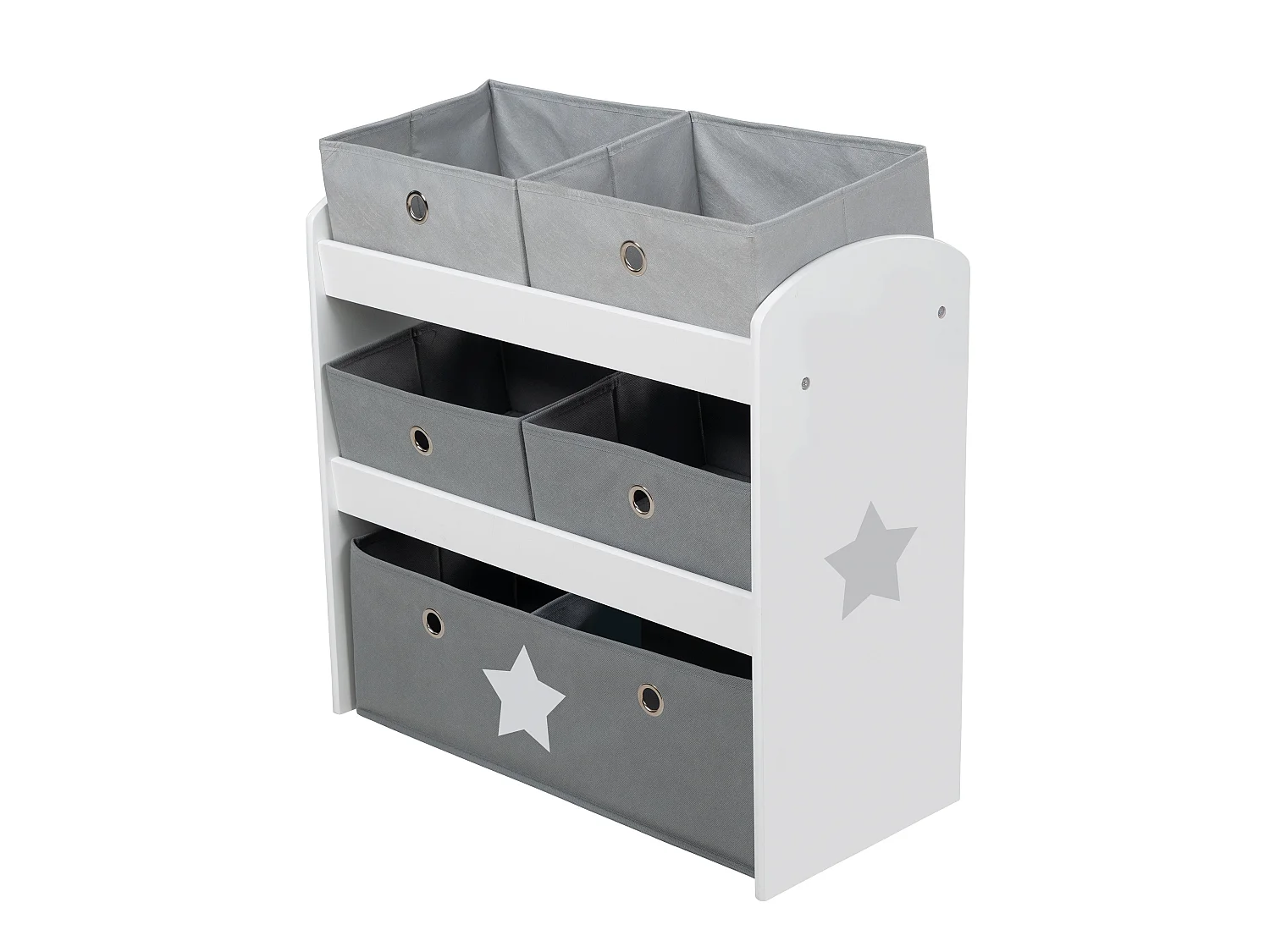 Estantería infantil Roba Stars con 5 cajas de tela gris