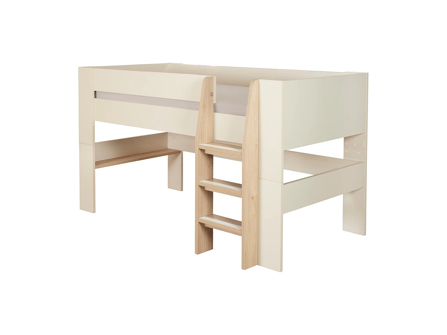 Flexi Grow "Loft" Lit Mezzanine Cashmere avec Barrière de Sécurité et Option Bureau