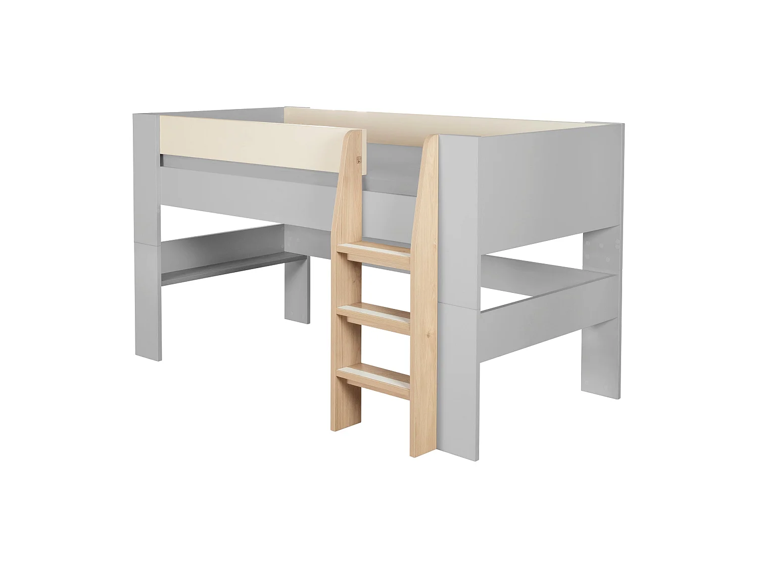 Flexi Grow "Loft" Lit Mezzanine Cashmere avec Barrière de Sécurité et Option Bureau
