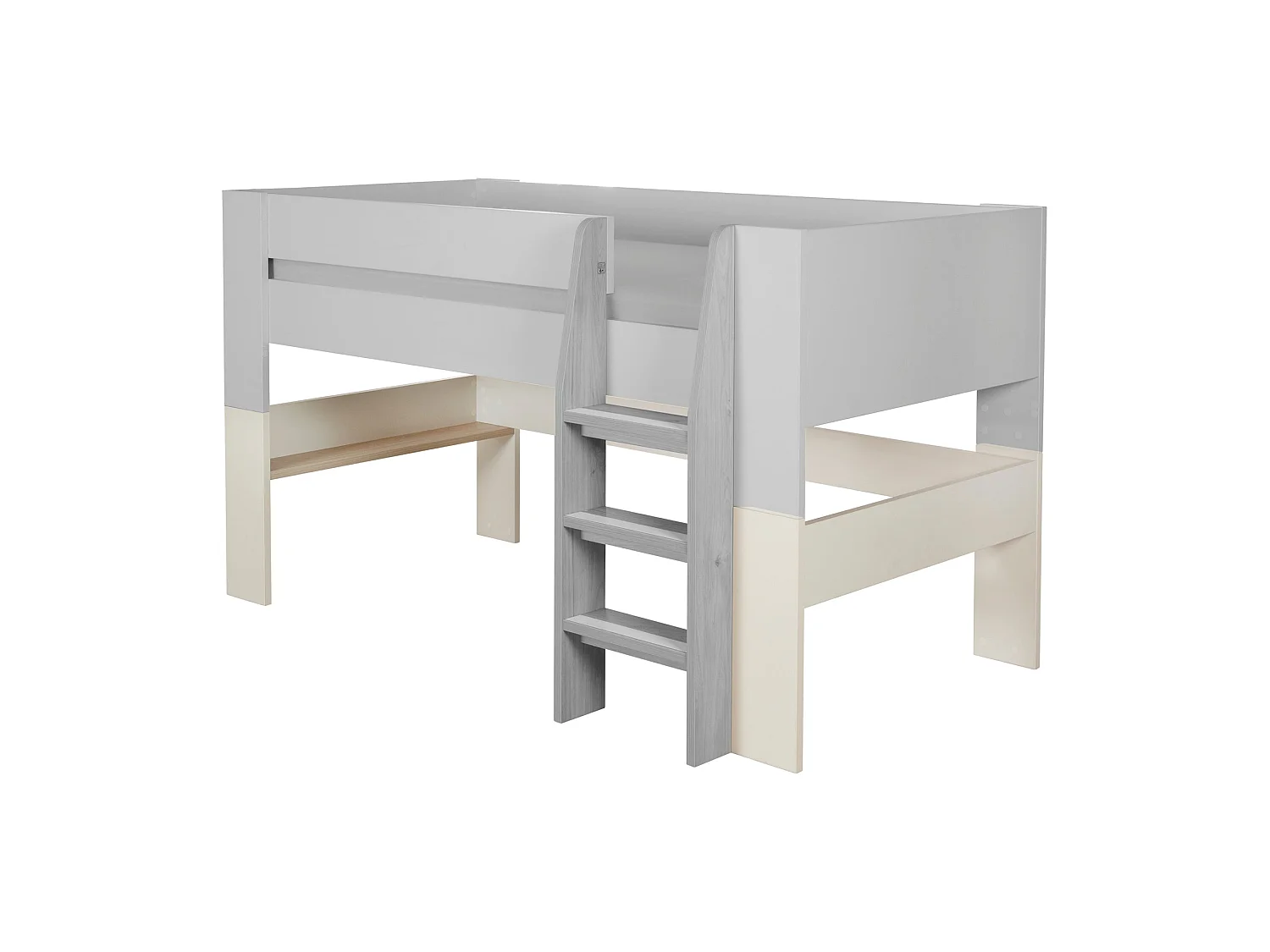 Flexi Grow "Loft" Lit Mezzanine Cashmere avec Barrière de Sécurité et Option Bureau