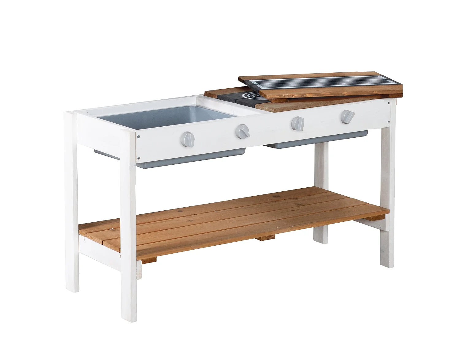 Set de Extensión de Cocina de Juego Exterior Roba para Casita 456067 Blanco-Marrón