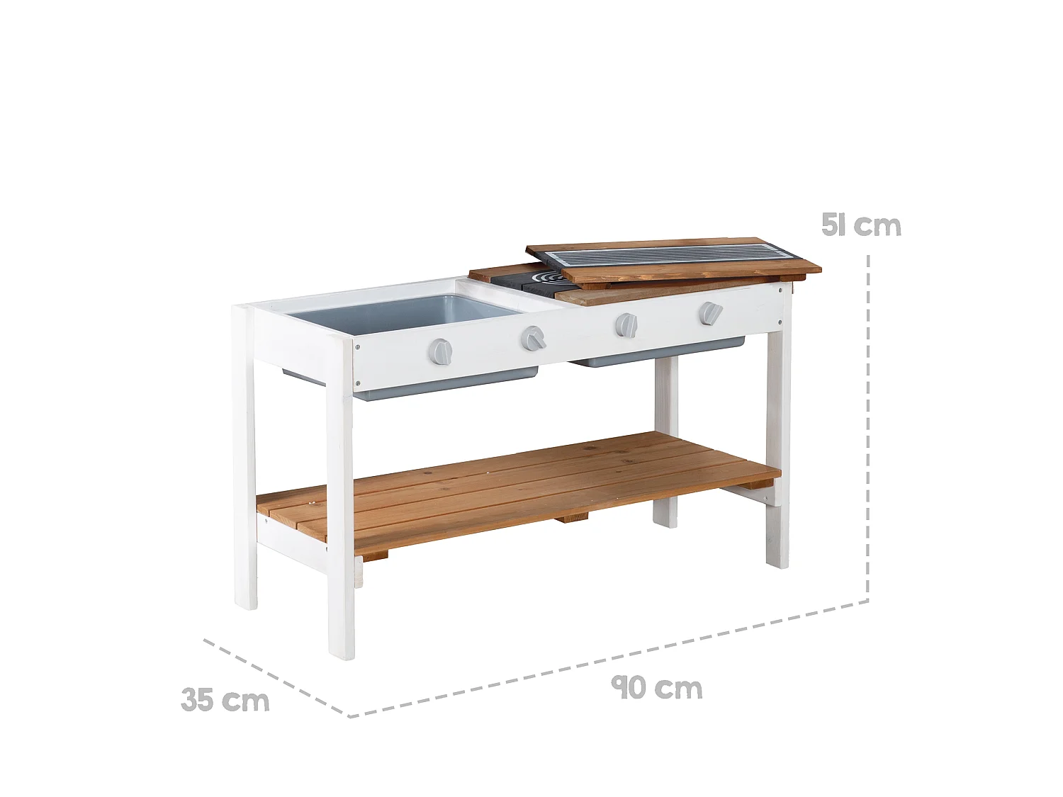 Set de Extensión de Cocina de Juego Exterior Roba para Casita 456067 Blanco-Marrón