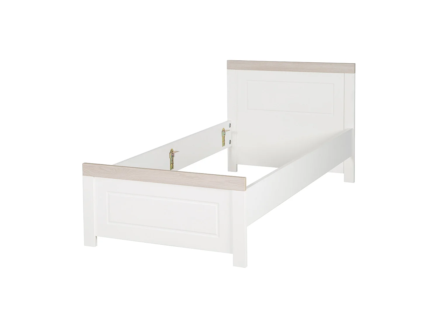 Lit de Jeunesse Moderne Blanc Felicia 90x200 cm Luna Aspect Bois d'Orme