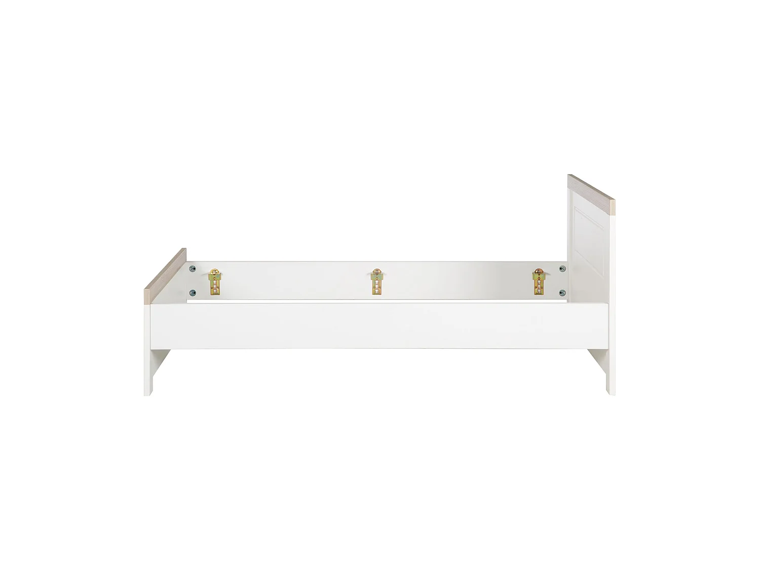 Lit de Jeunesse Moderne Blanc Felicia 90x200 cm Luna Aspect Bois d'Orme