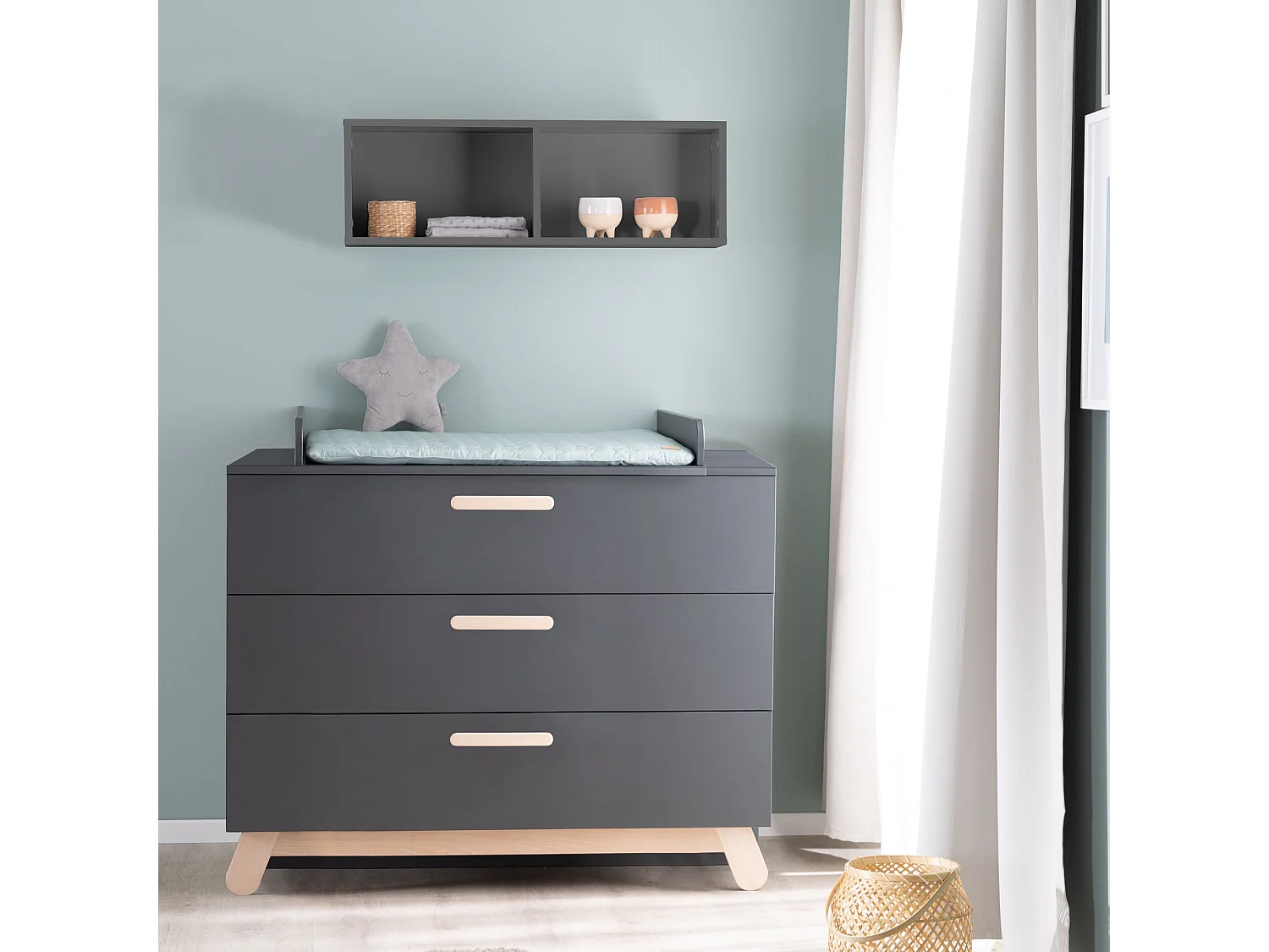 Estantería de Pared Universal Roba Anthracite para Habitación Infantil con 2 Compartimentos