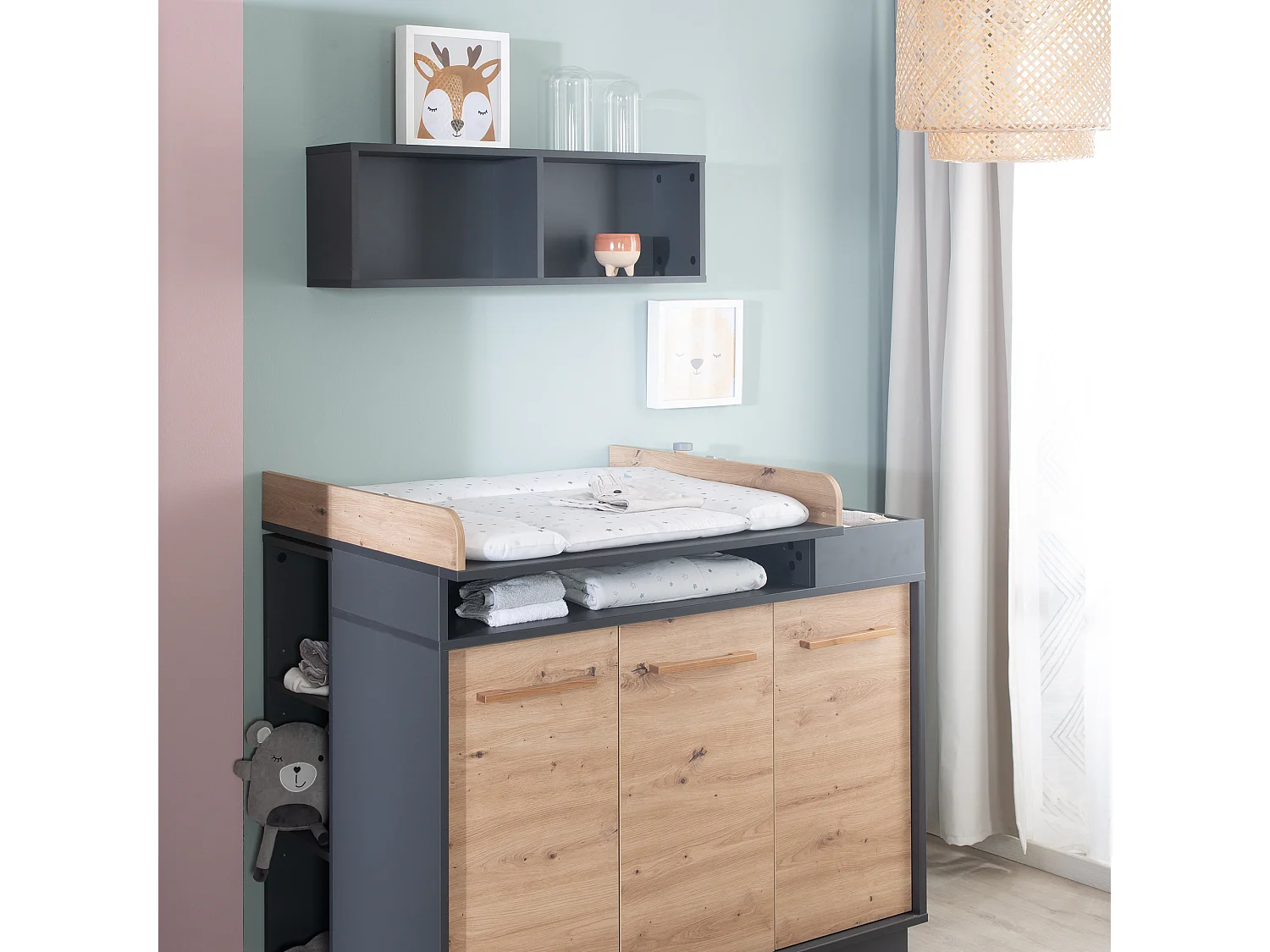 Estantería de Pared Universal Roba Anthracite para Habitación Infantil con 2 Compartimentos