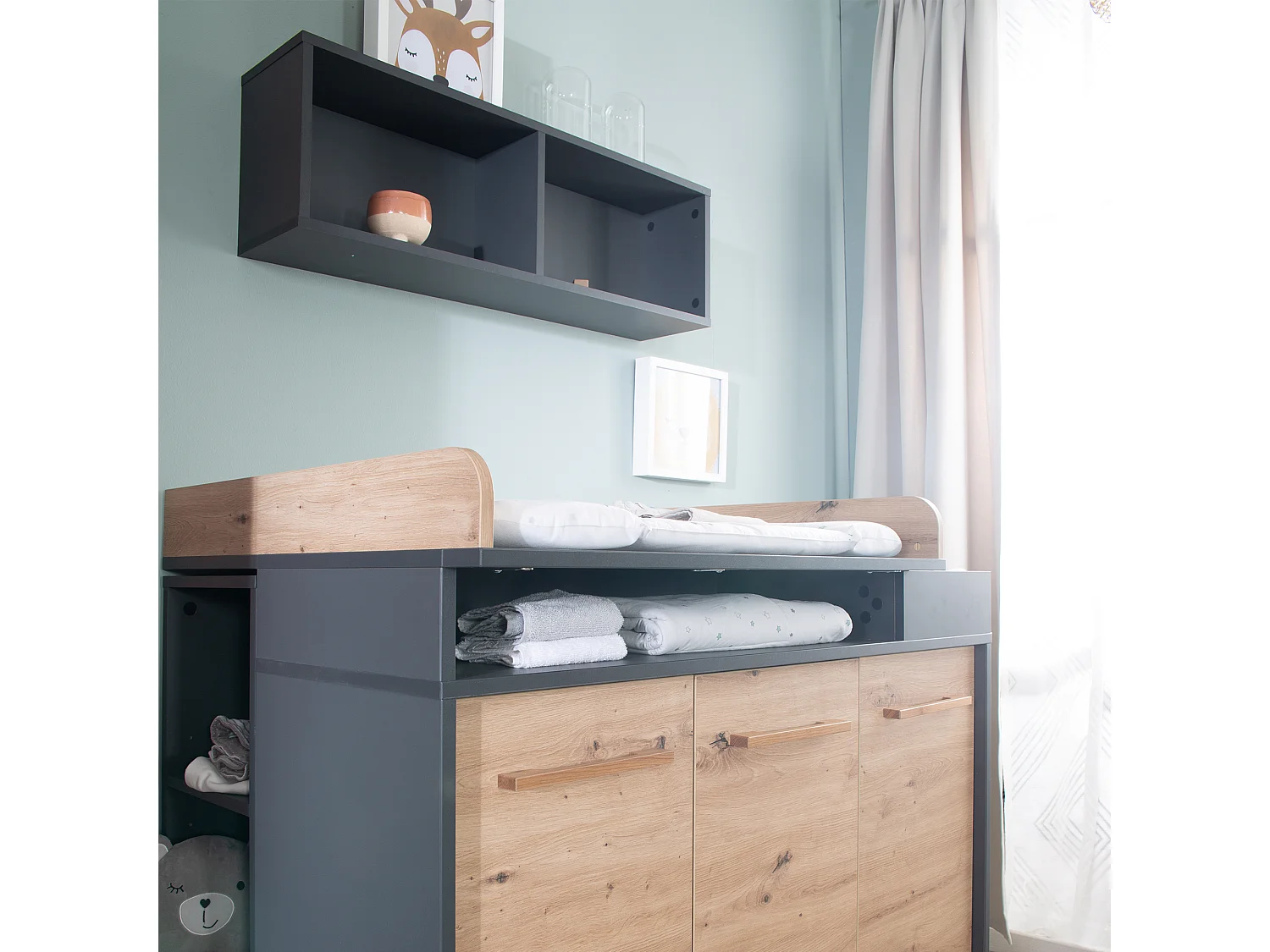 Estantería de Pared Universal Roba Anthracite para Habitación Infantil con 2 Compartimentos