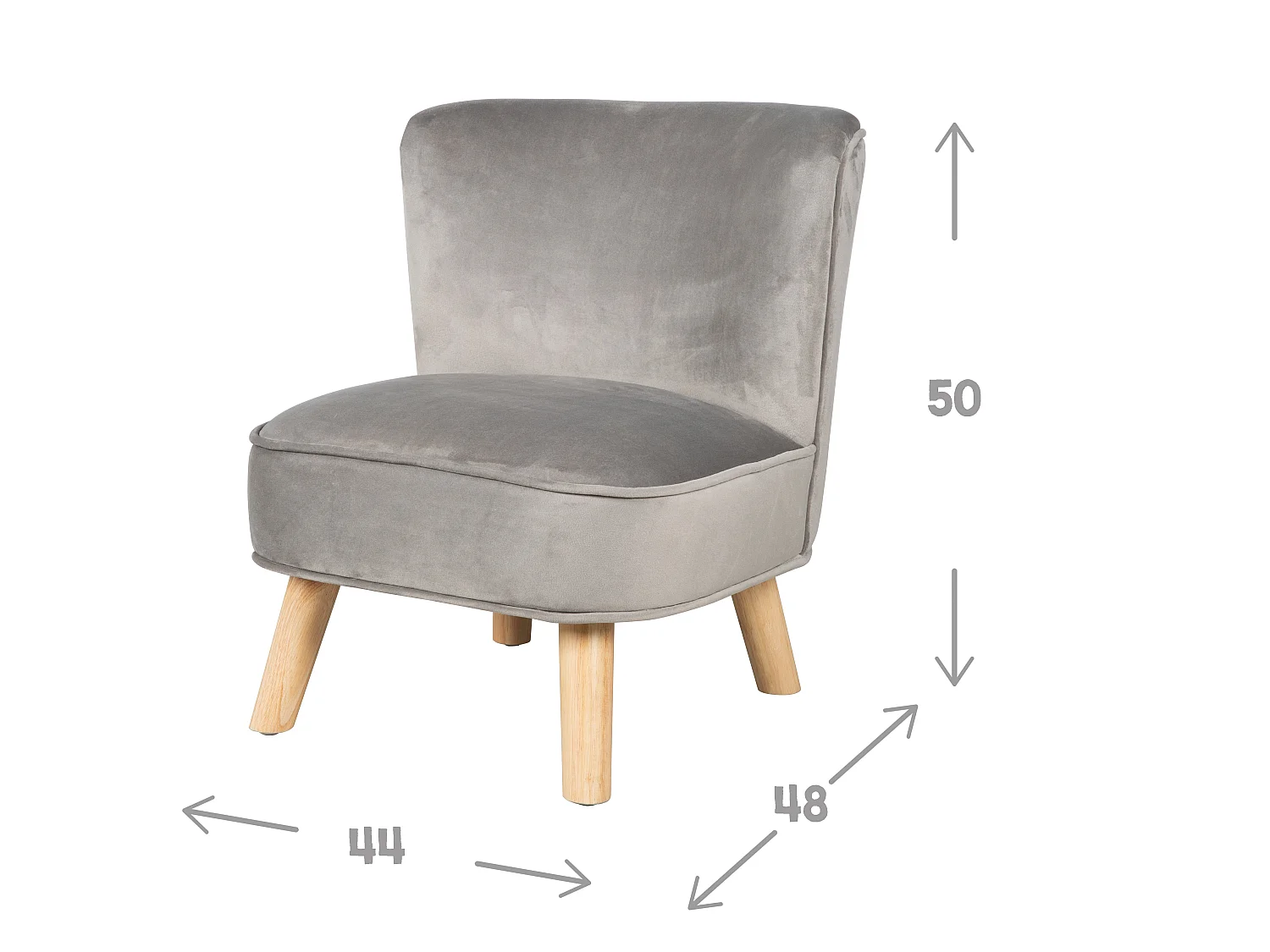 Ensemble Roba Lil Sofa - Chaise pour enfants, tabouret et ensemble coussin en forme d'étoile, gris argenté