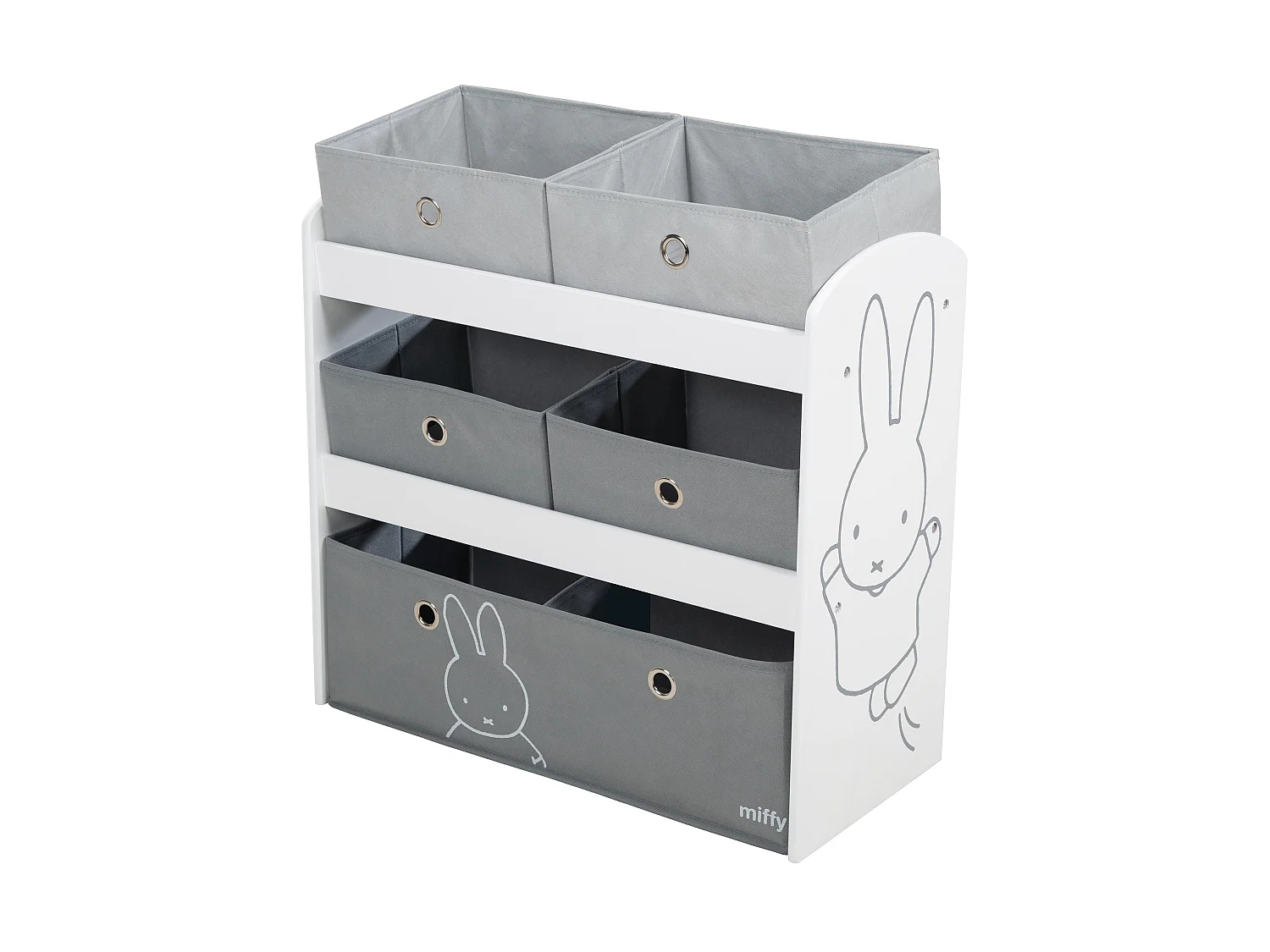 Estantería infantil Miffy® con 5 cajas de tela - Gris