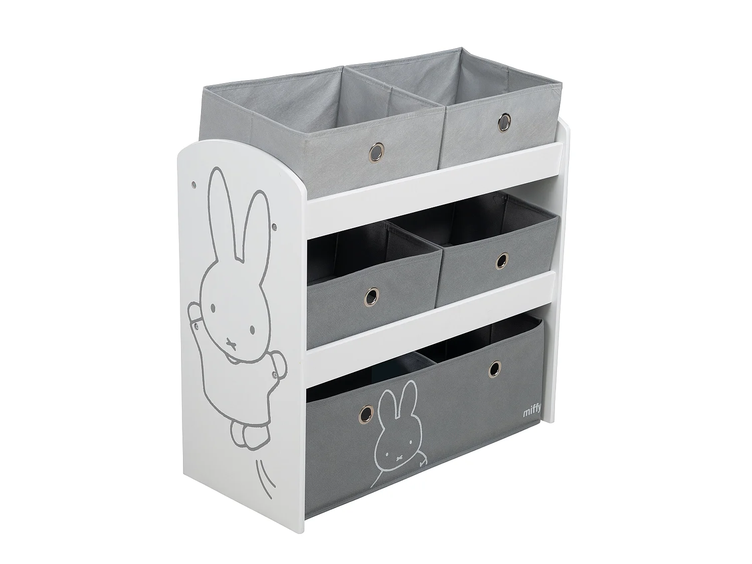 Estantería infantil Miffy® con 5 cajas de tela - Gris