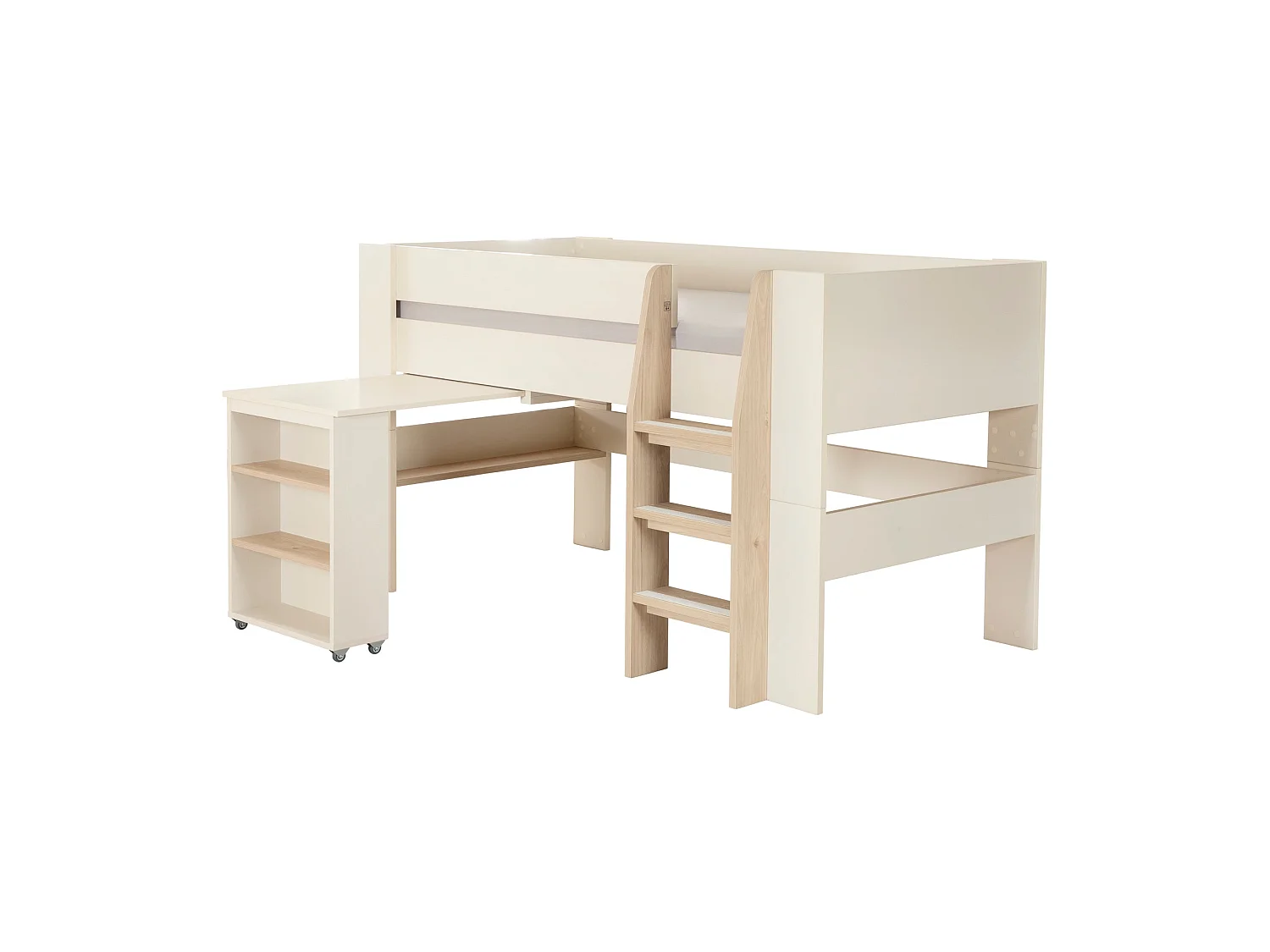 Lit enfant Flexi Grow "Studio" avec bureau intégré et rangement - Couleur Cachemire