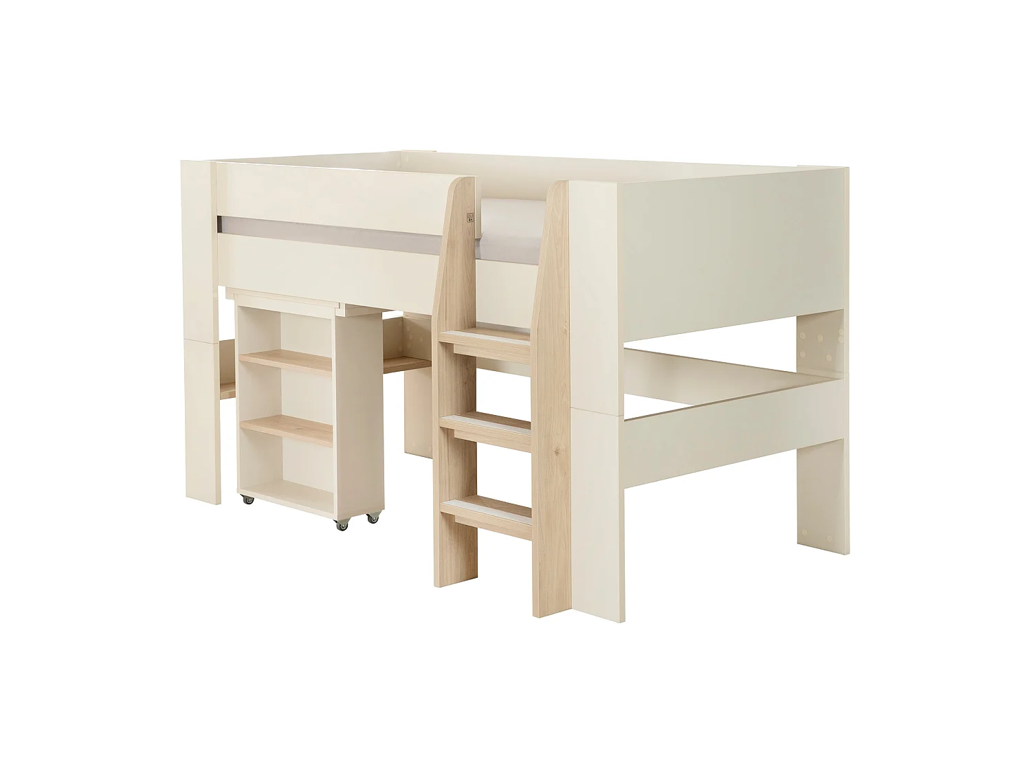 Lit enfant Flexi Grow "Studio" avec bureau intégré et rangement - Couleur Cachemire