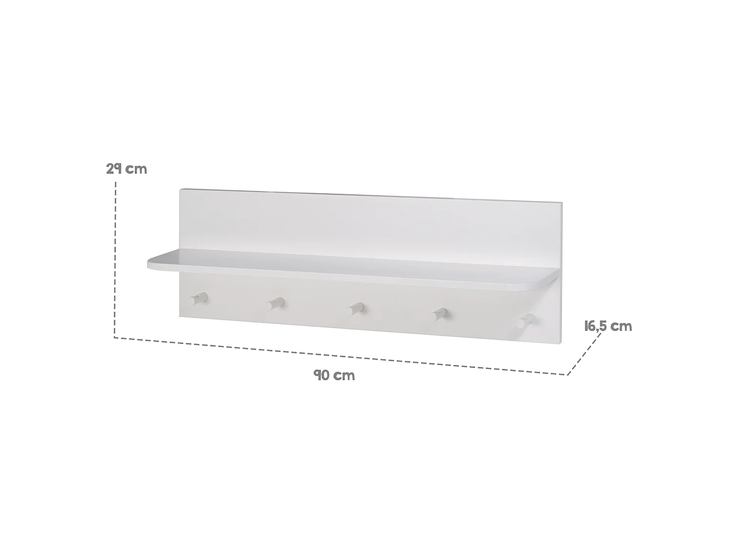 Estante de Pared Gris Moderna Maren 2 con Almacenamiento y Ganchos para la Habitación de los Niños