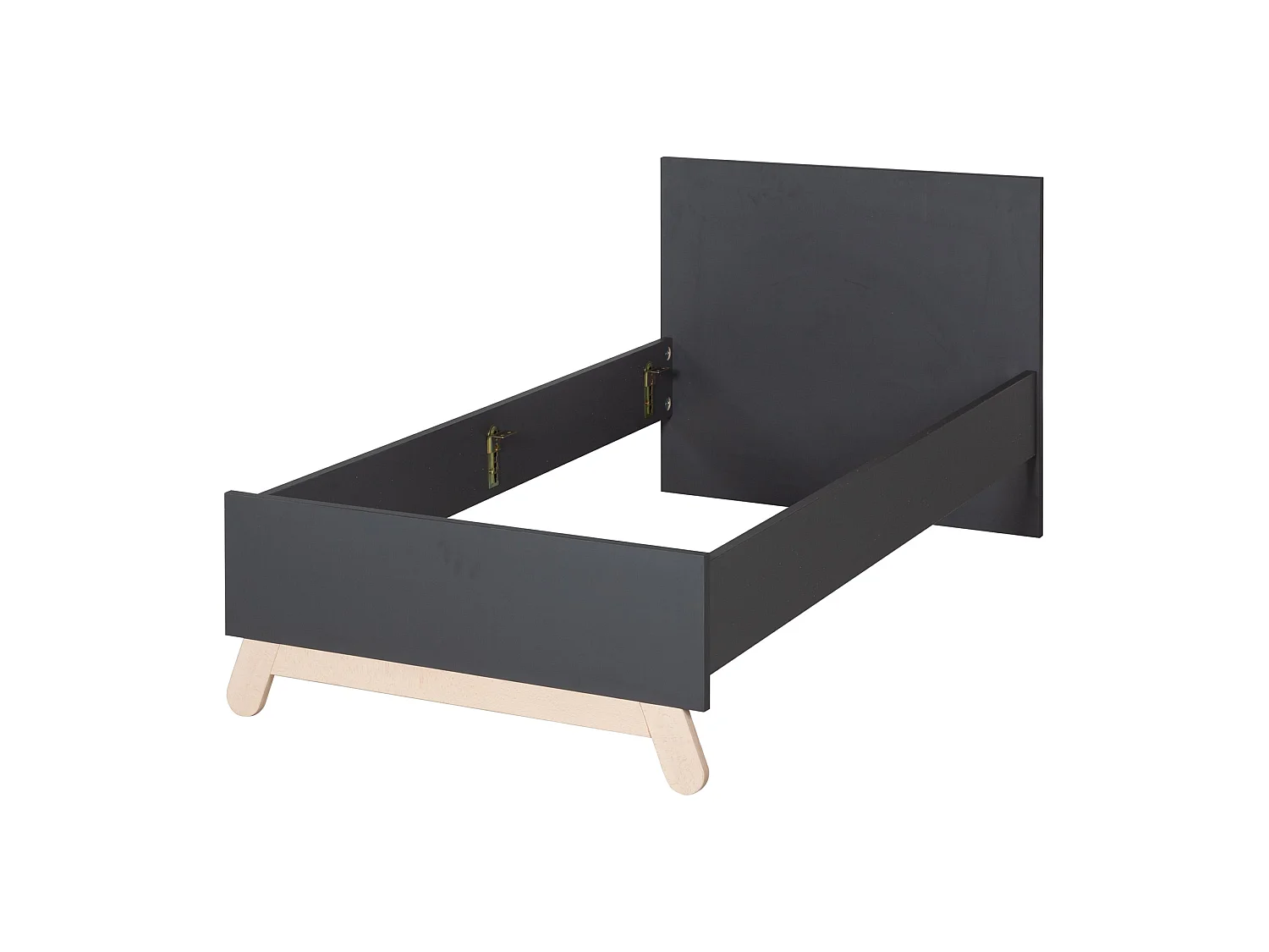 Lit pour Adolescents Roba 'Jara' Gris Anthracite 90x200 cm avec Pieds en Véritable Bois de Hêtre
