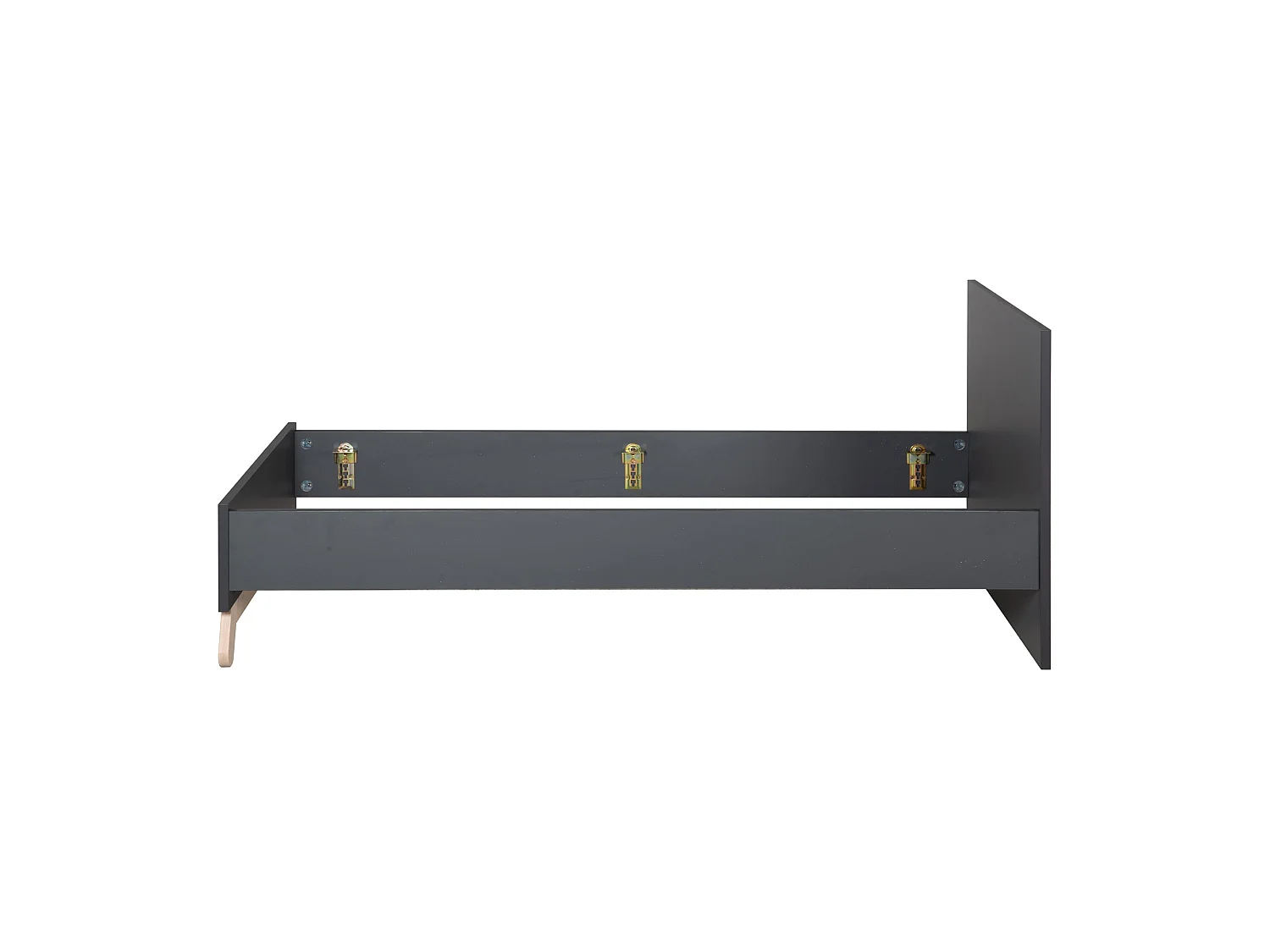 Lit pour Adolescents Roba 'Jara' Gris Anthracite 90x200 cm avec Pieds en Véritable Bois de Hêtre