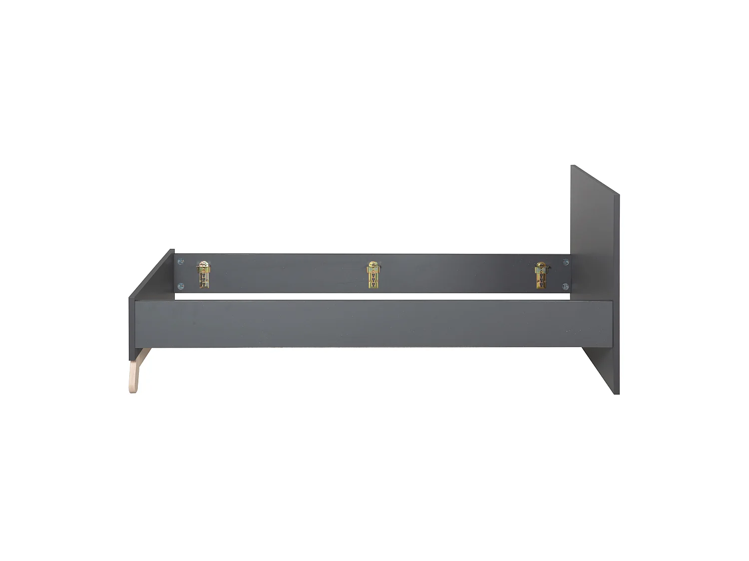 Lit pour Adolescents Roba 'Jara' Gris Anthracite 90x200 cm avec Pieds en Véritable Bois de Hêtre