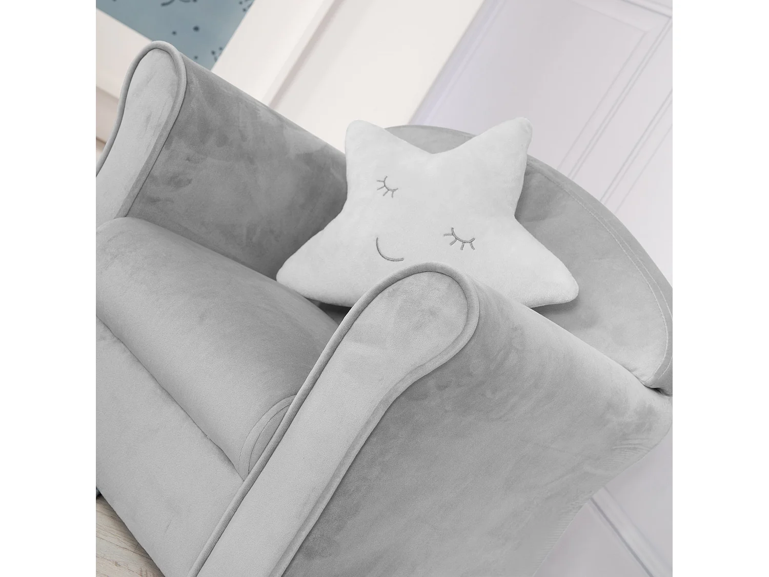 Poltrona per Bambini Roba con Braccioli Grigio Argento - Serie Lil Sofa