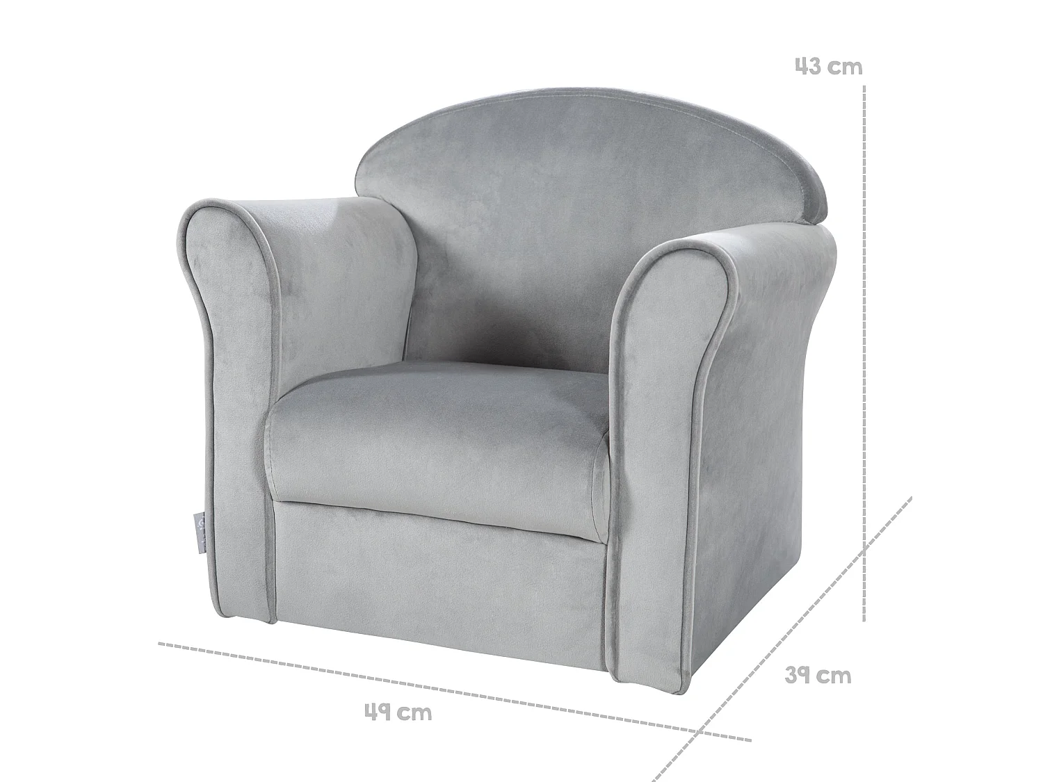 Poltrona per Bambini Roba con Braccioli Grigio Argento - Serie Lil Sofa