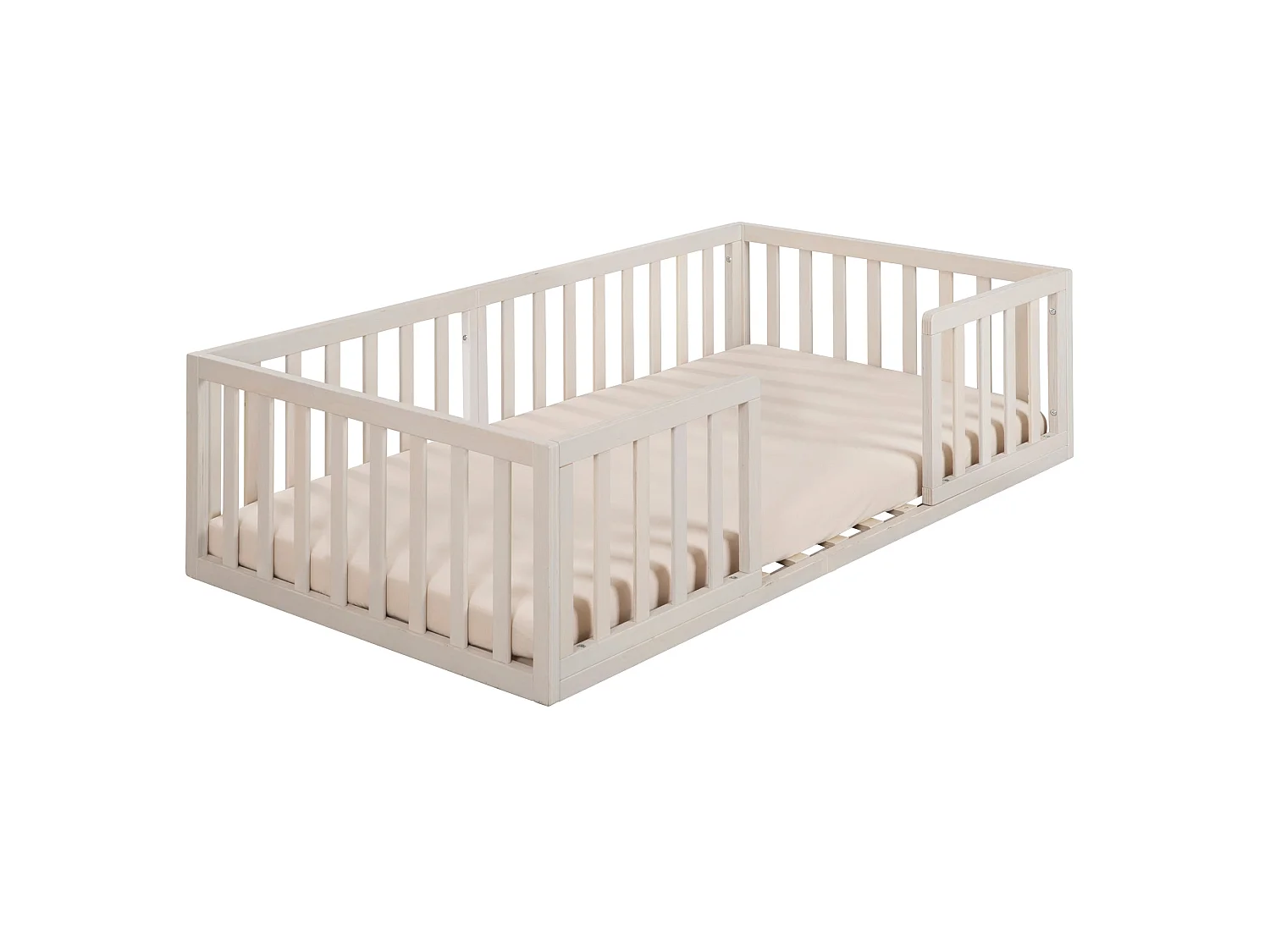 Letto Montessori a Terra 70x140 cm Beige Stone-Washed - Soluzione di Sonno Sicura, Confortevole, Favorisce lo Sviluppo per Bambini