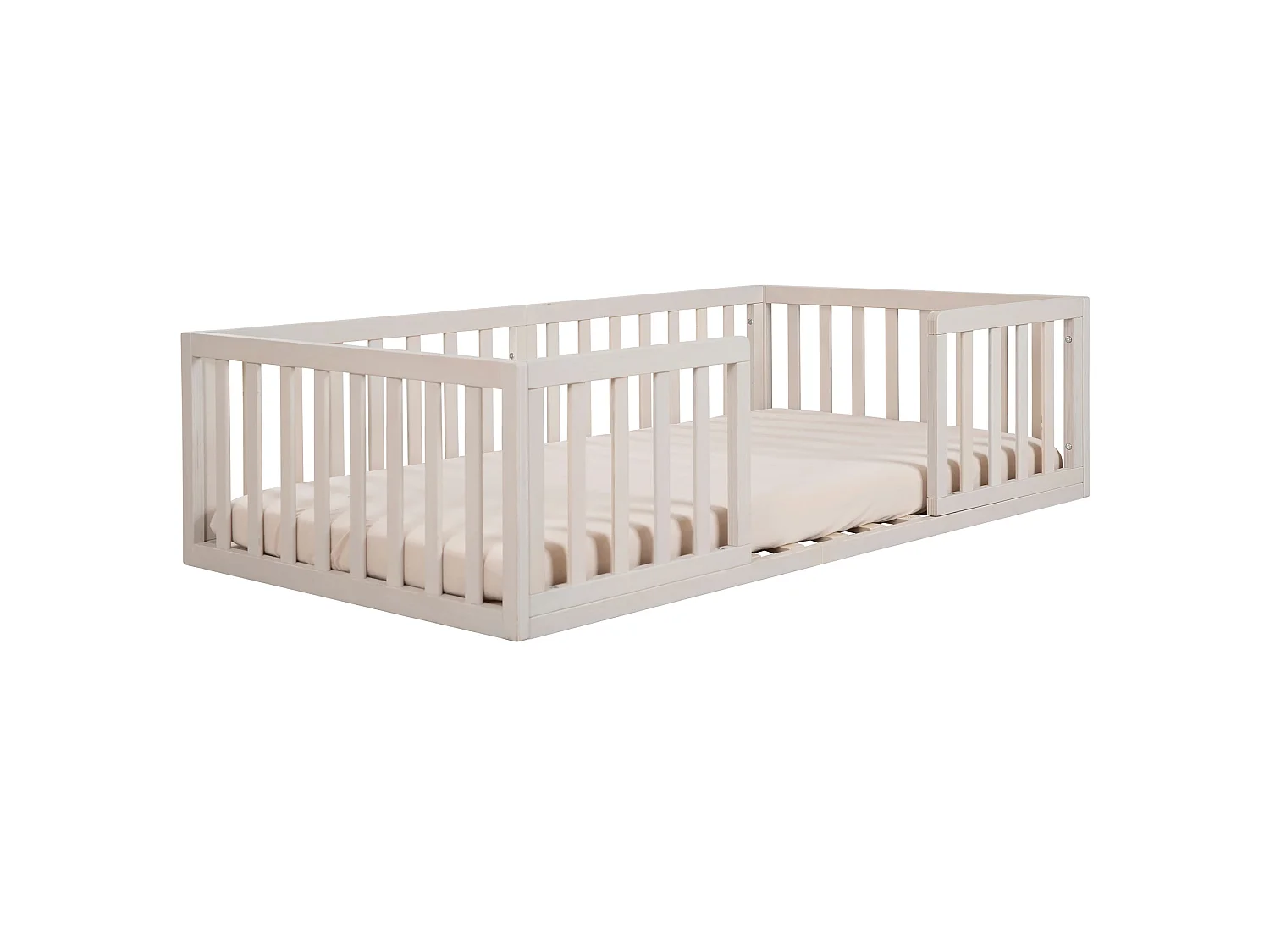 Letto Montessori a Terra 70x140 cm Beige Stone-Washed - Soluzione di Sonno Sicura, Confortevole, Favorisce lo Sviluppo per Bambini