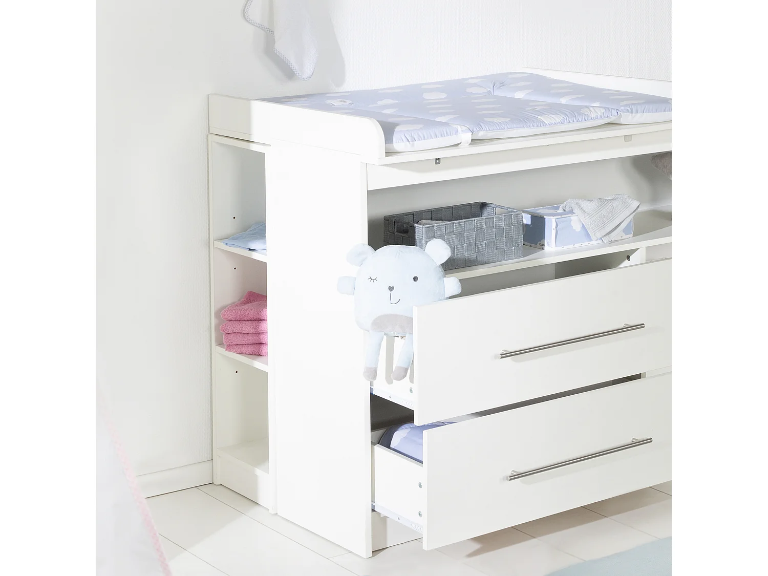 Estantería lateral para habitación de bebé Roba Maren con 3 estantes - Blanco