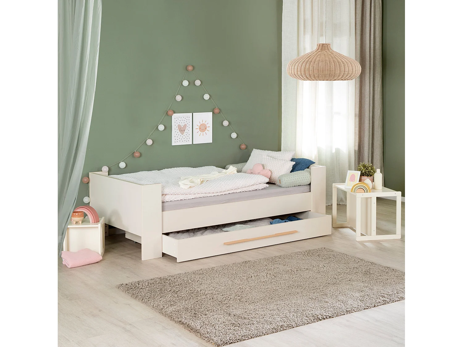 Lit enfant Flexi Grow "Kids" 90x200 cm avec rangement - Cashmere