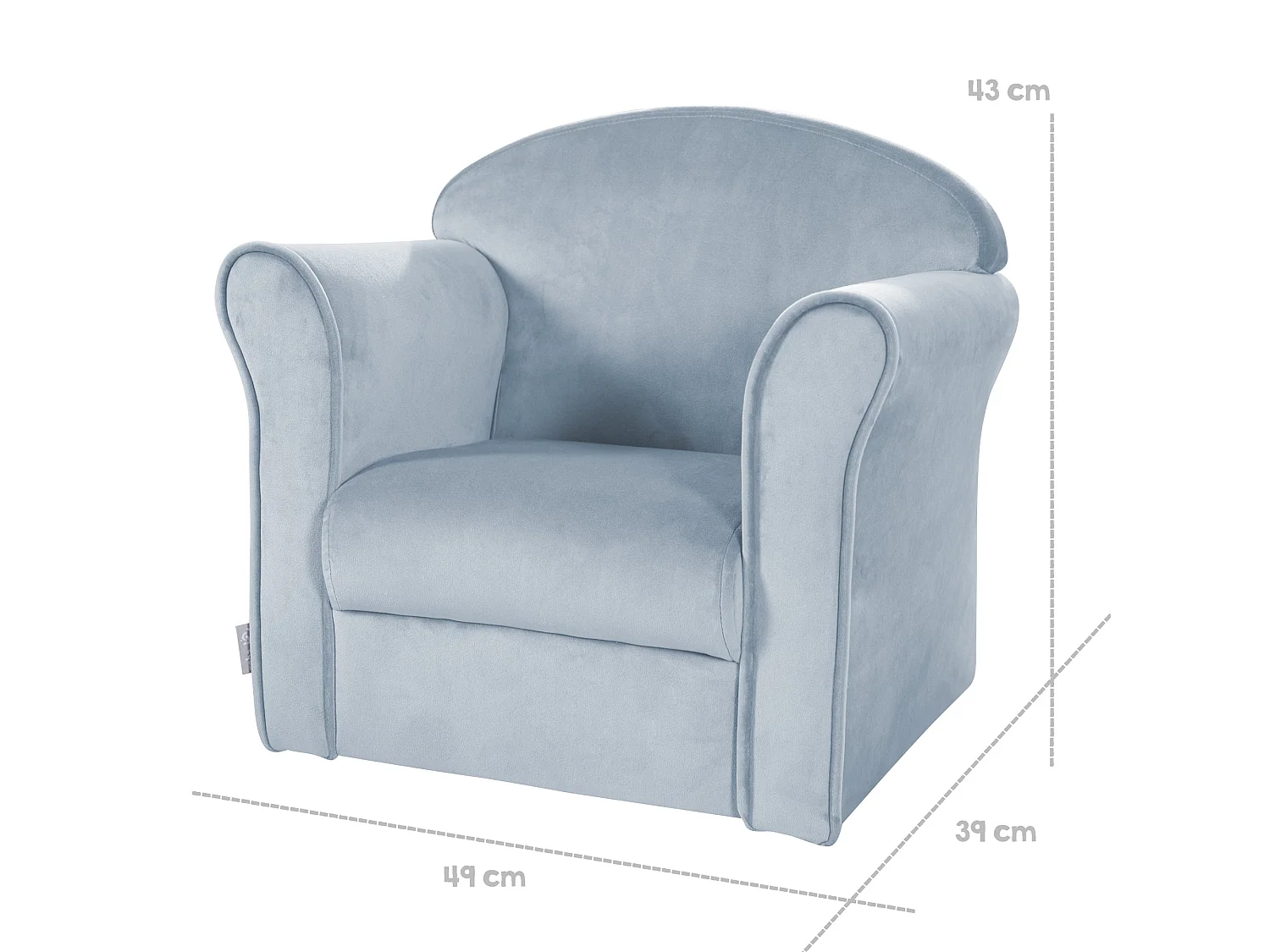 Fauteuil enfant roba avec accoudoirs en bleu ciel - Série Lil Sofa