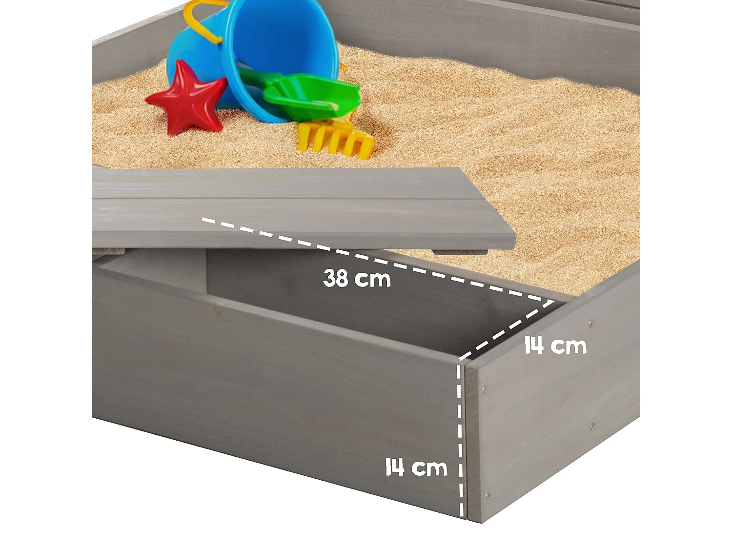 Sandkasten mit klappbarem Deckel