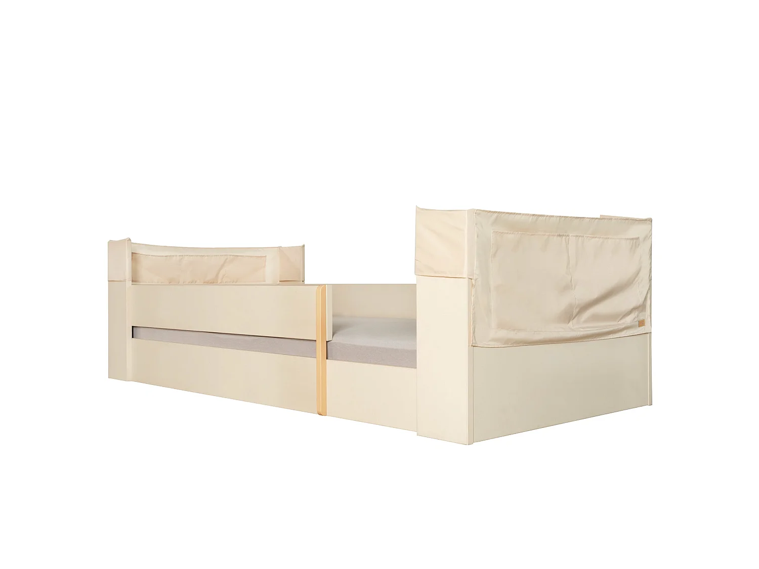 Lit évolutif Flexi Grow avec barrière de protection, couleur Cachemire, 90x200 cm, design Montessori