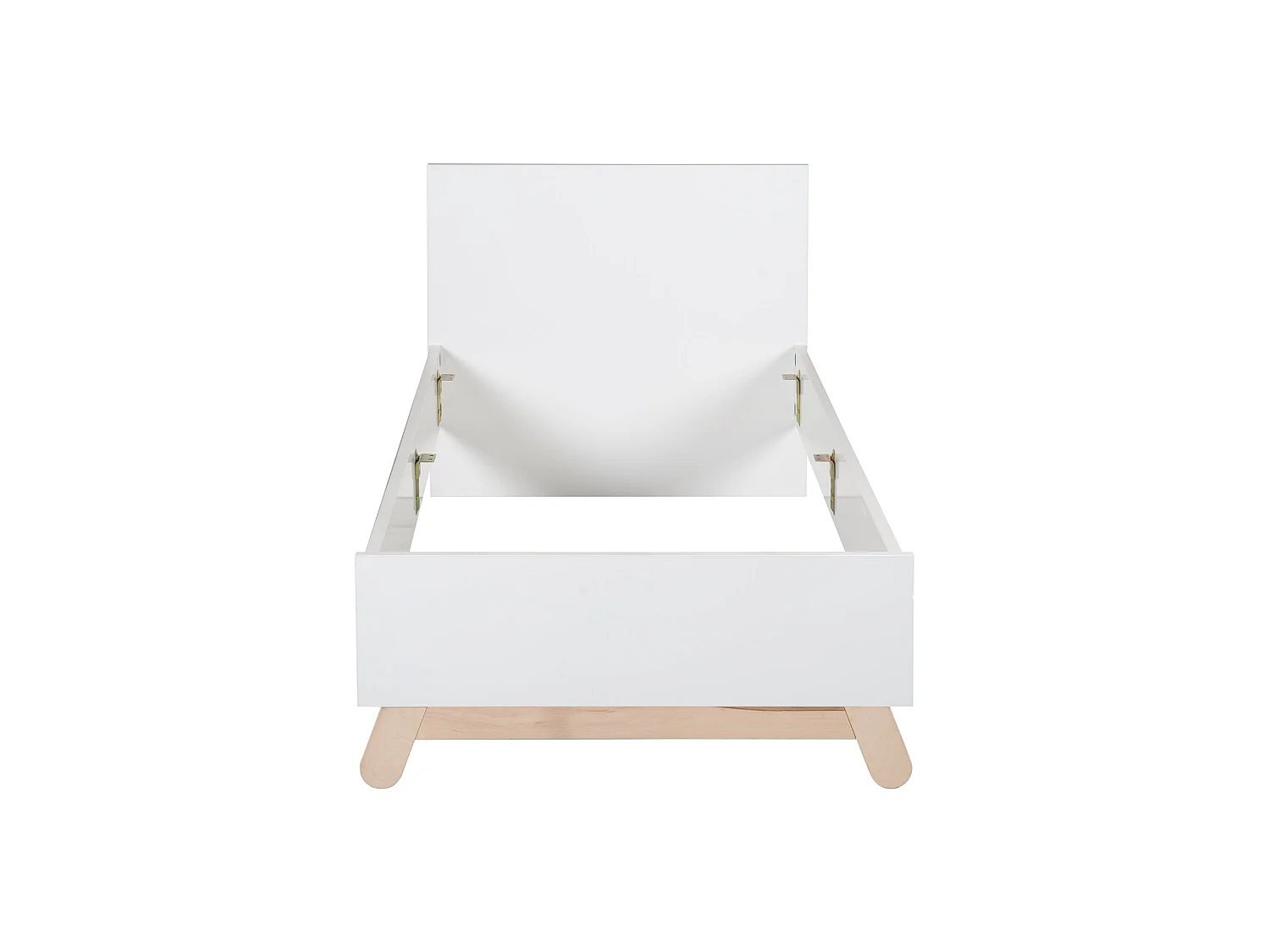 Lit de Jeunesse Moderne Blanc Clara avec Pieds en Hêtre Massif 90x200 cm