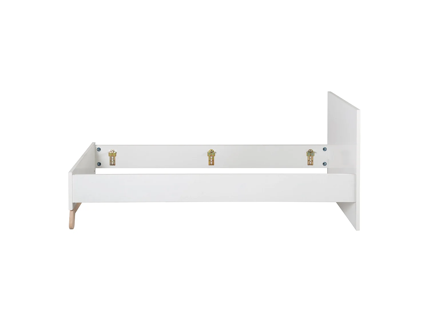 Lit de Jeunesse Moderne Blanc Clara avec Pieds en Hêtre Massif 90x200 cm