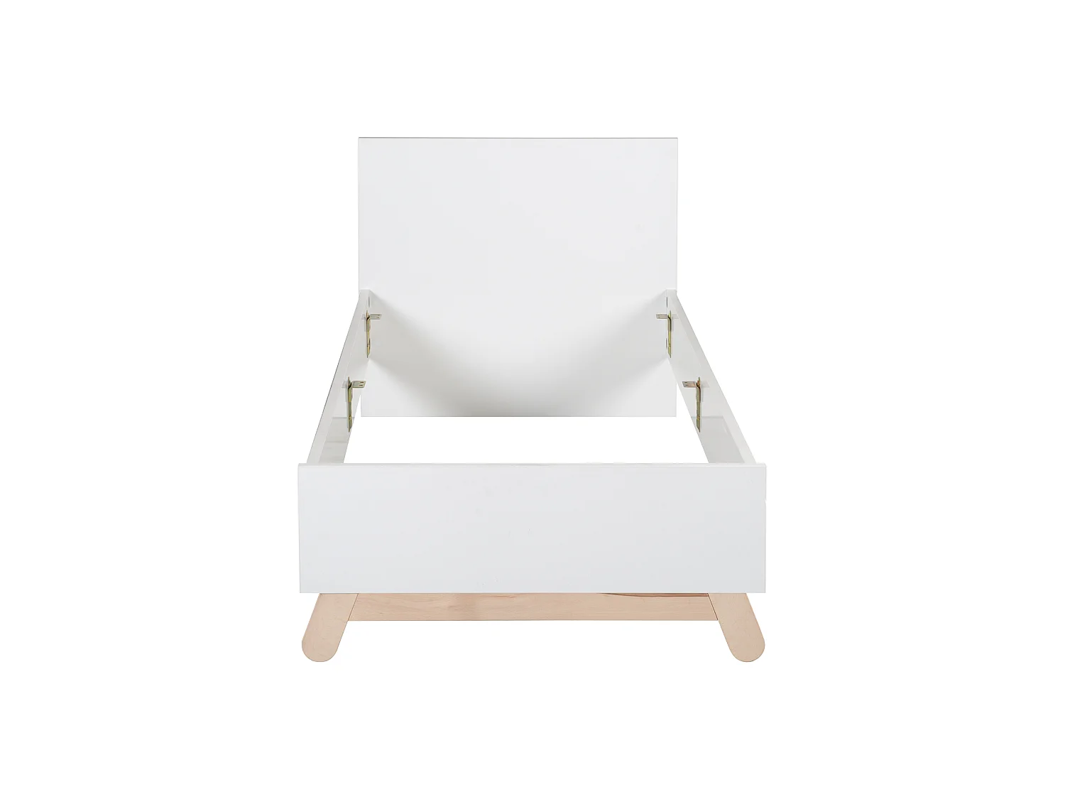 Lit de Jeunesse Moderne Blanc Clara avec Pieds en Hêtre Massif 90x200 cm