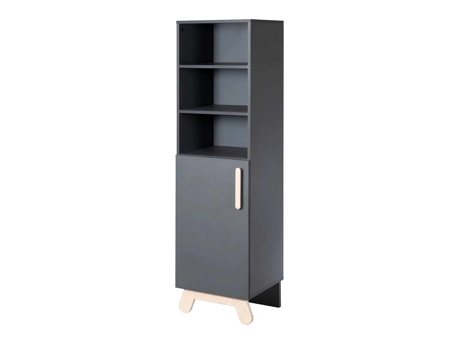 Étagère enfant Jara avec finition gris anthracite et éléments en bois de hêtre