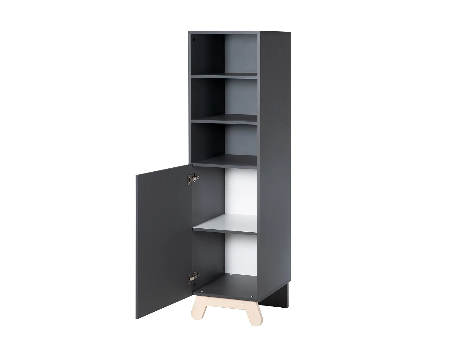 Étagère enfant Jara avec finition gris anthracite et éléments en bois de hêtre