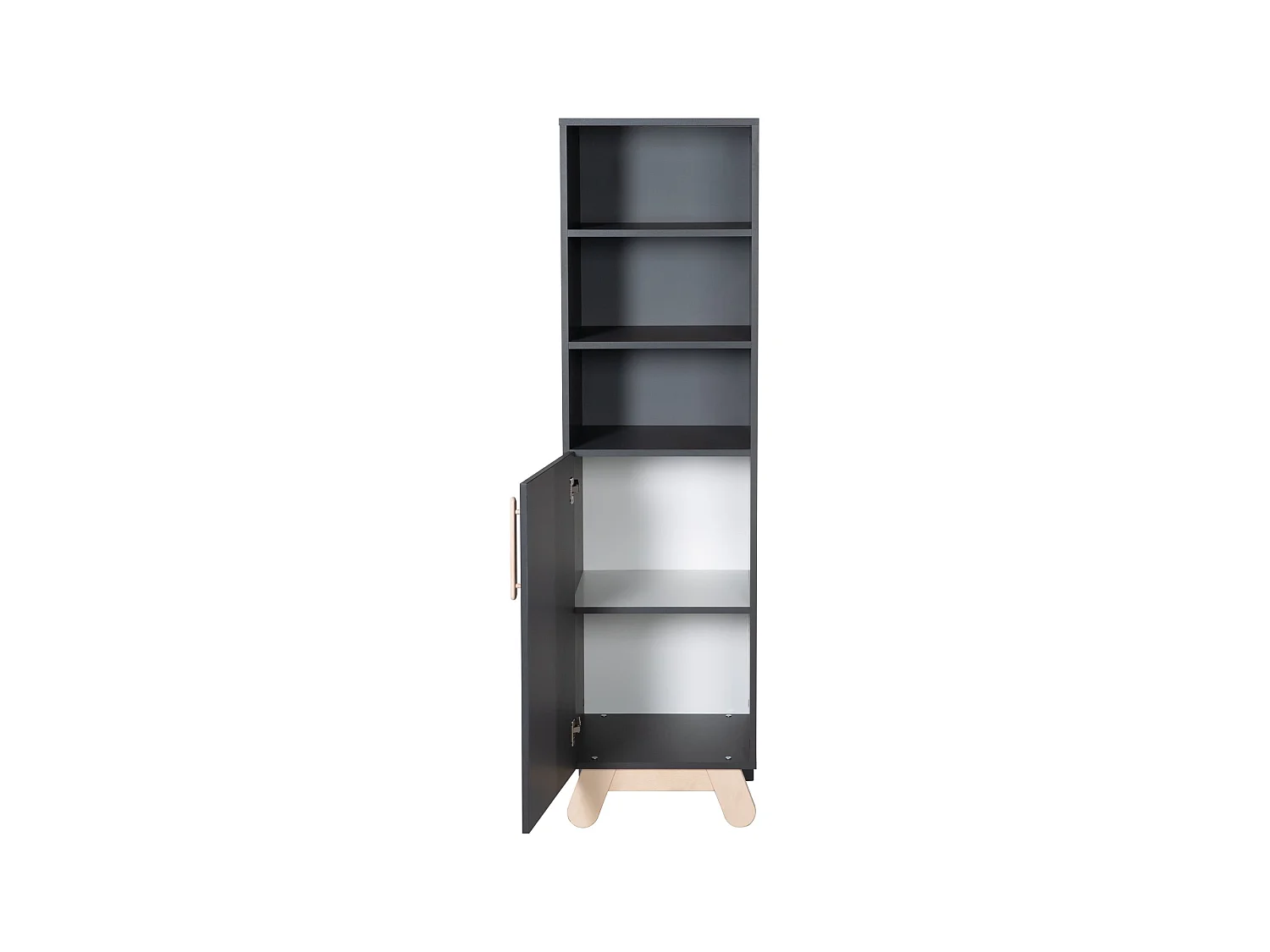 Étagère enfant Jara avec finition gris anthracite et éléments en bois de hêtre